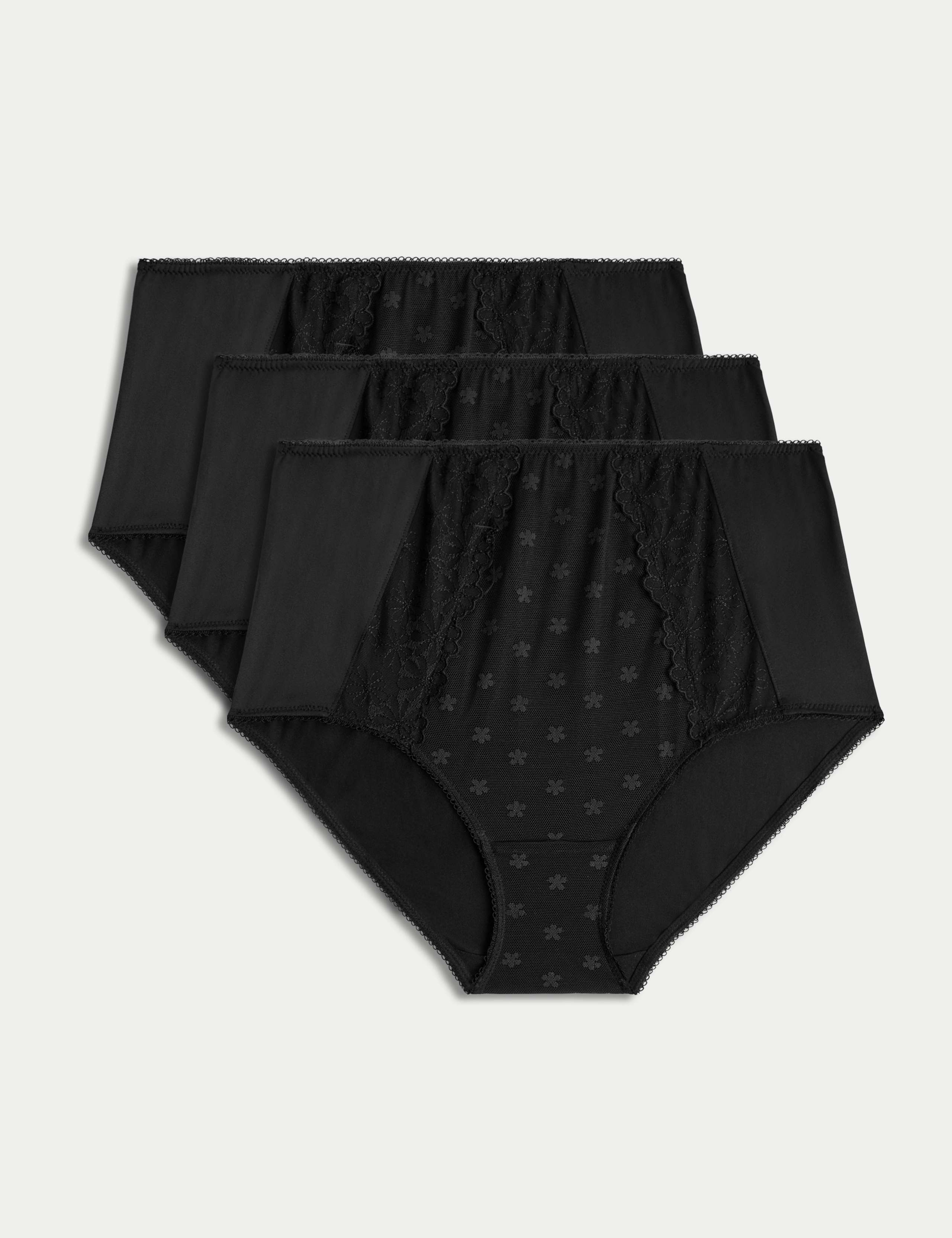 3pk Daisy Embroidery Full Briefs