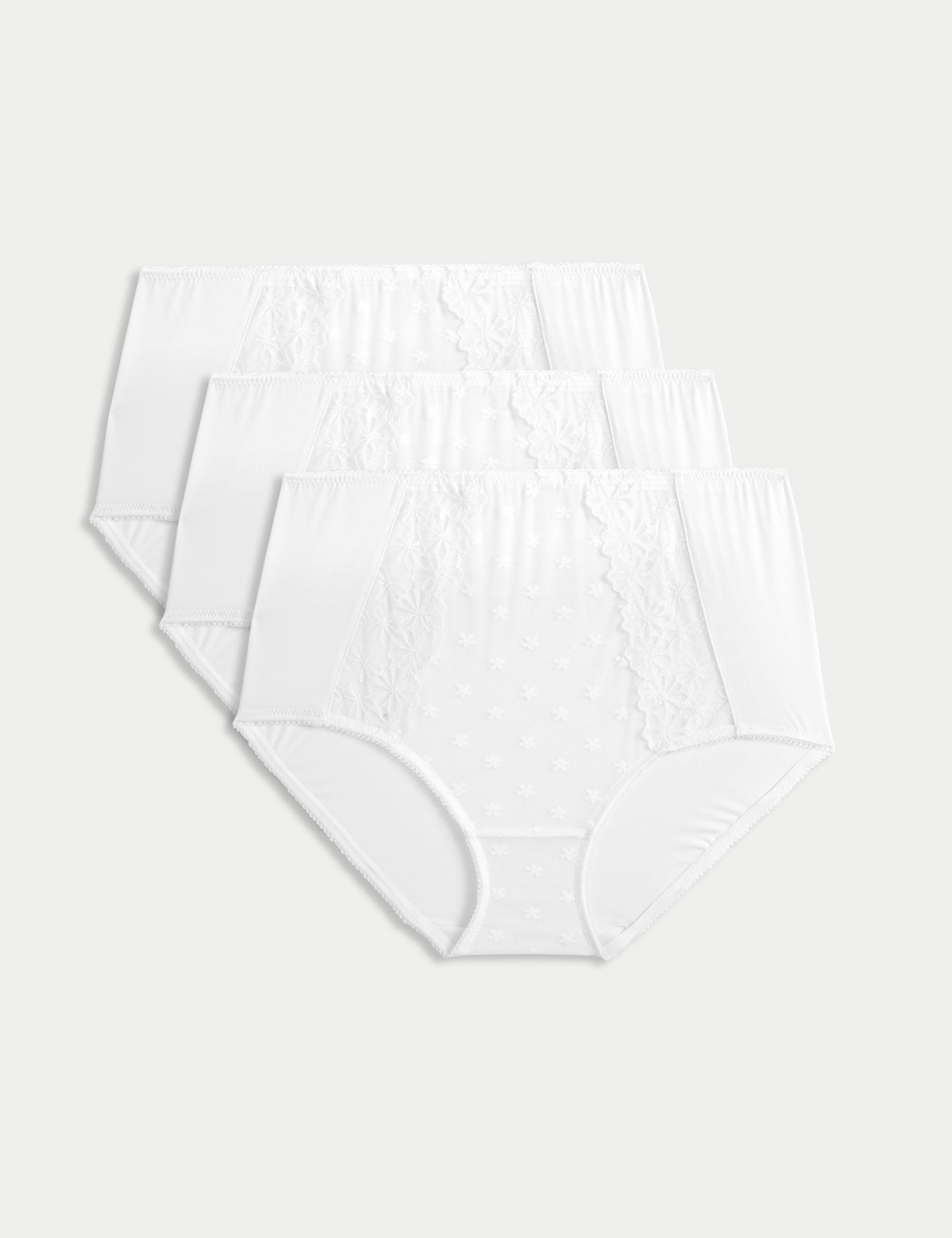 3pk Daisy Embroidery Full Briefs
