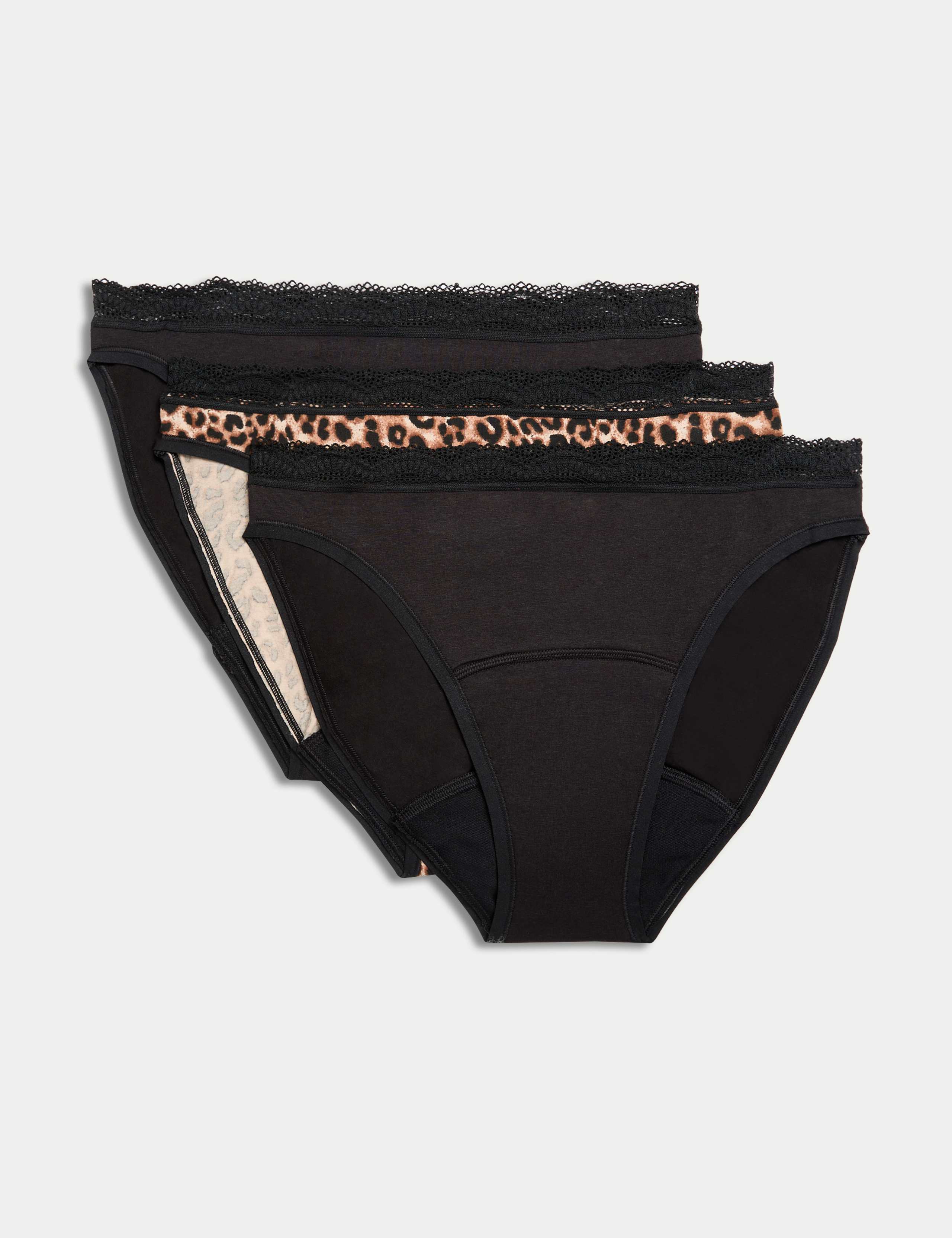 3pk Heavy Absorbency Period High Leg Knickers