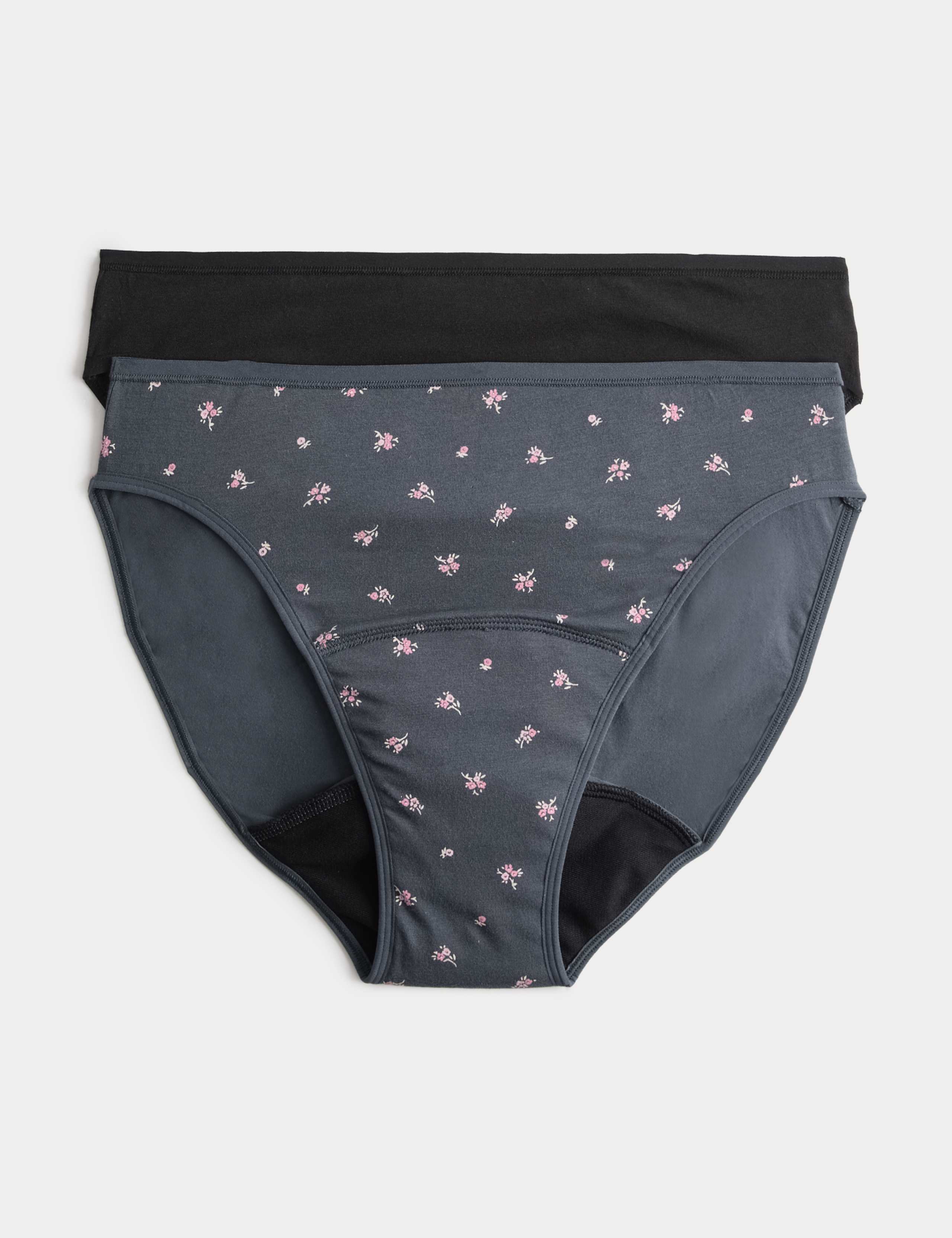 2 Pack Cotton Rich Period High Leg Knickers