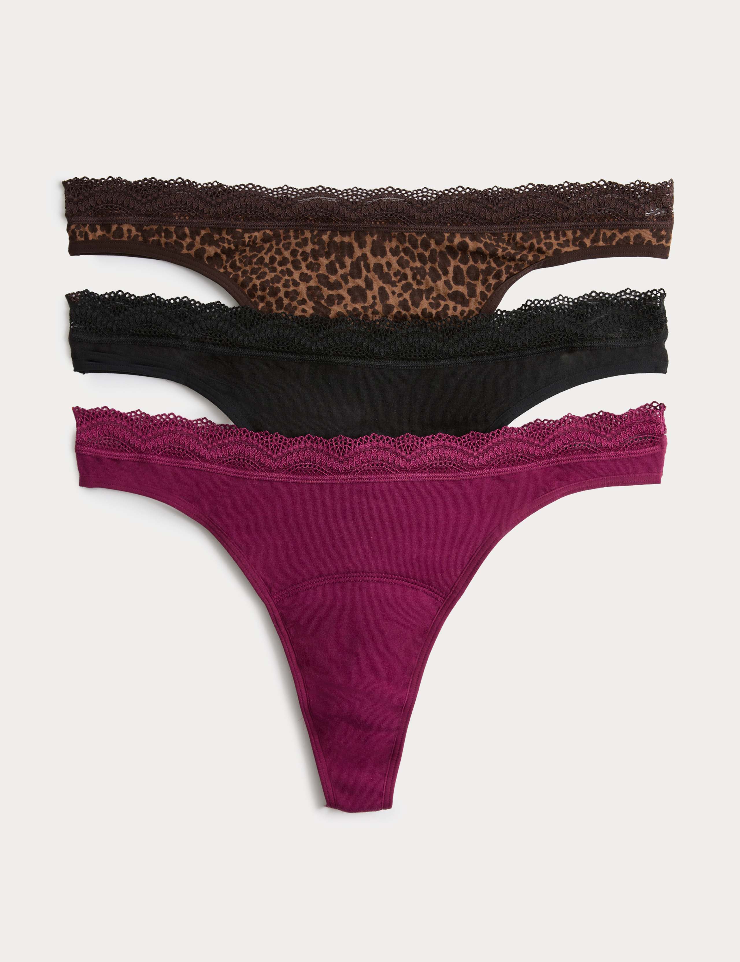 3 Pack LightAbsorbency Period Thongs