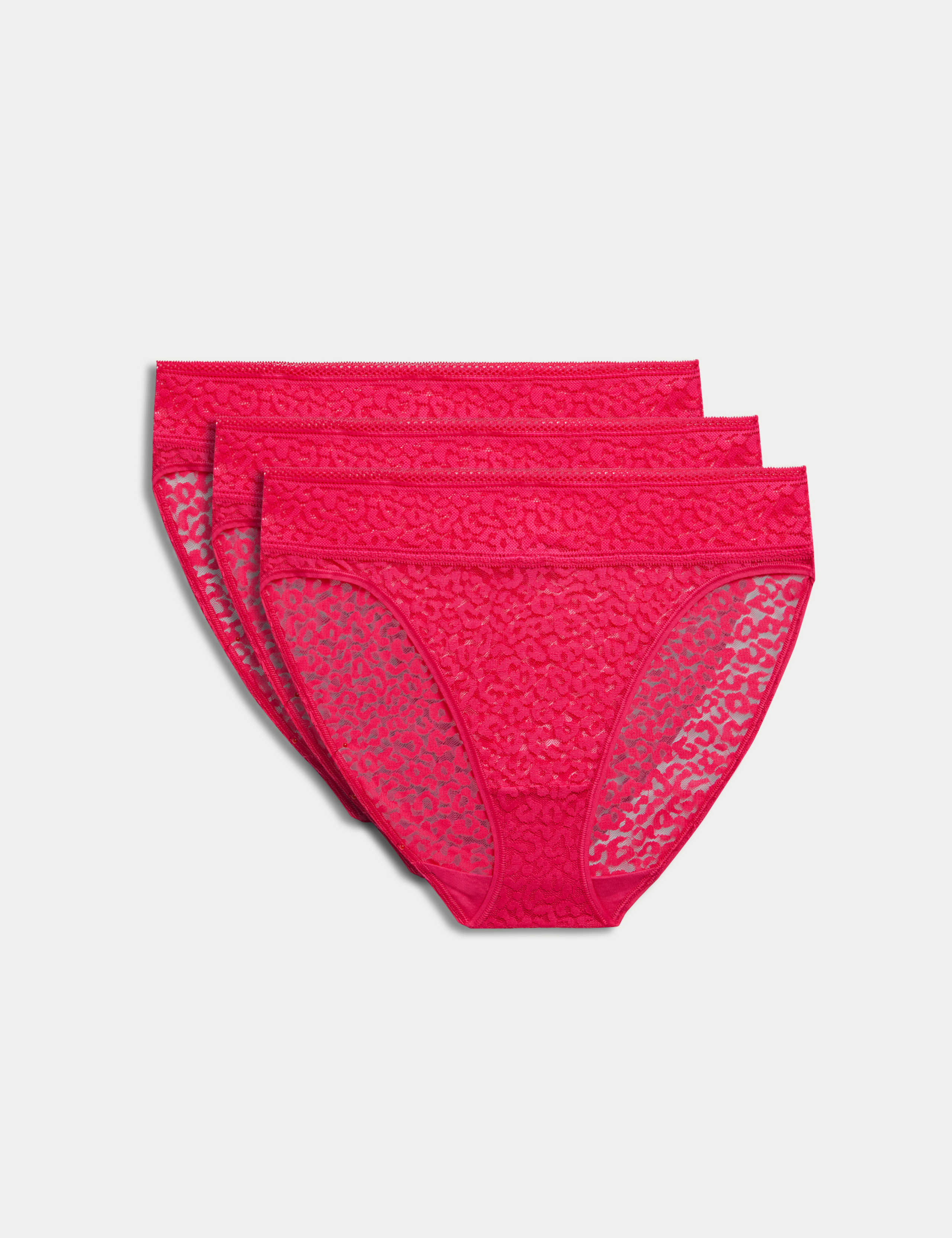 3pk Animal Lace High Leg Knickers