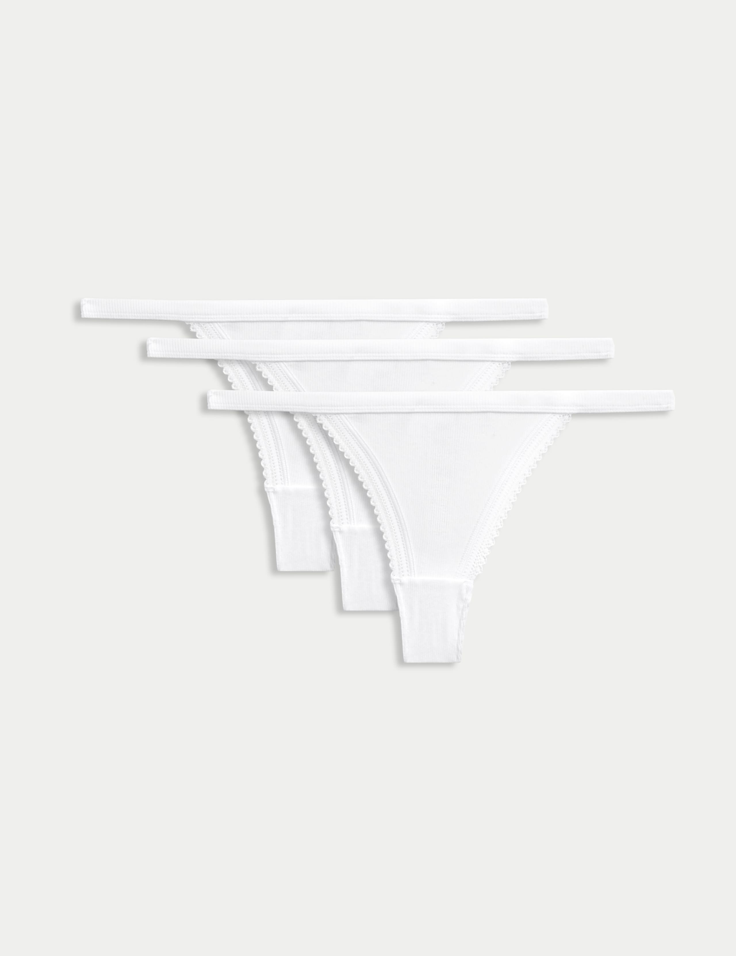 3pk Cotton Rich Ribbed Thongs