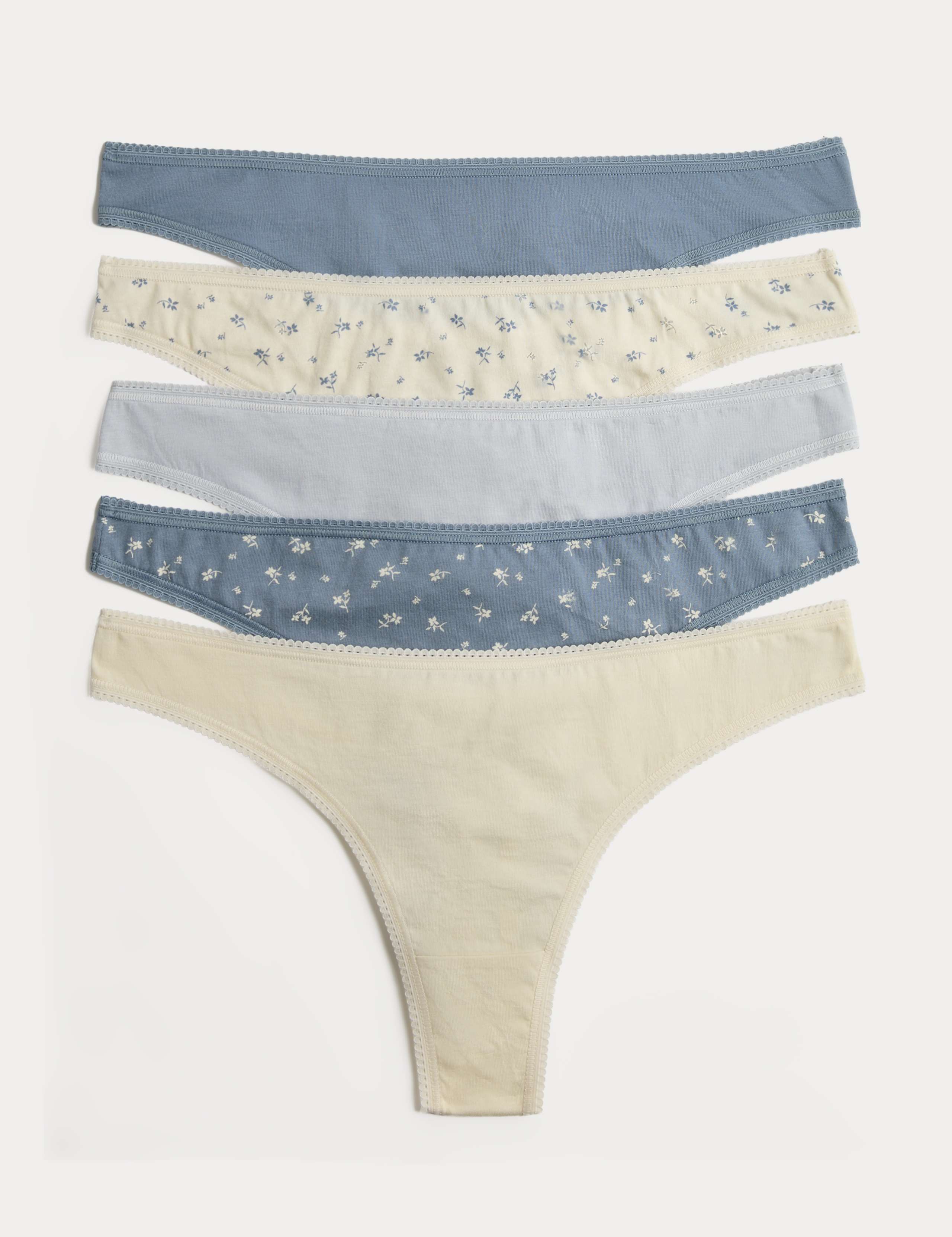 5pk Pure Cotton Thongs