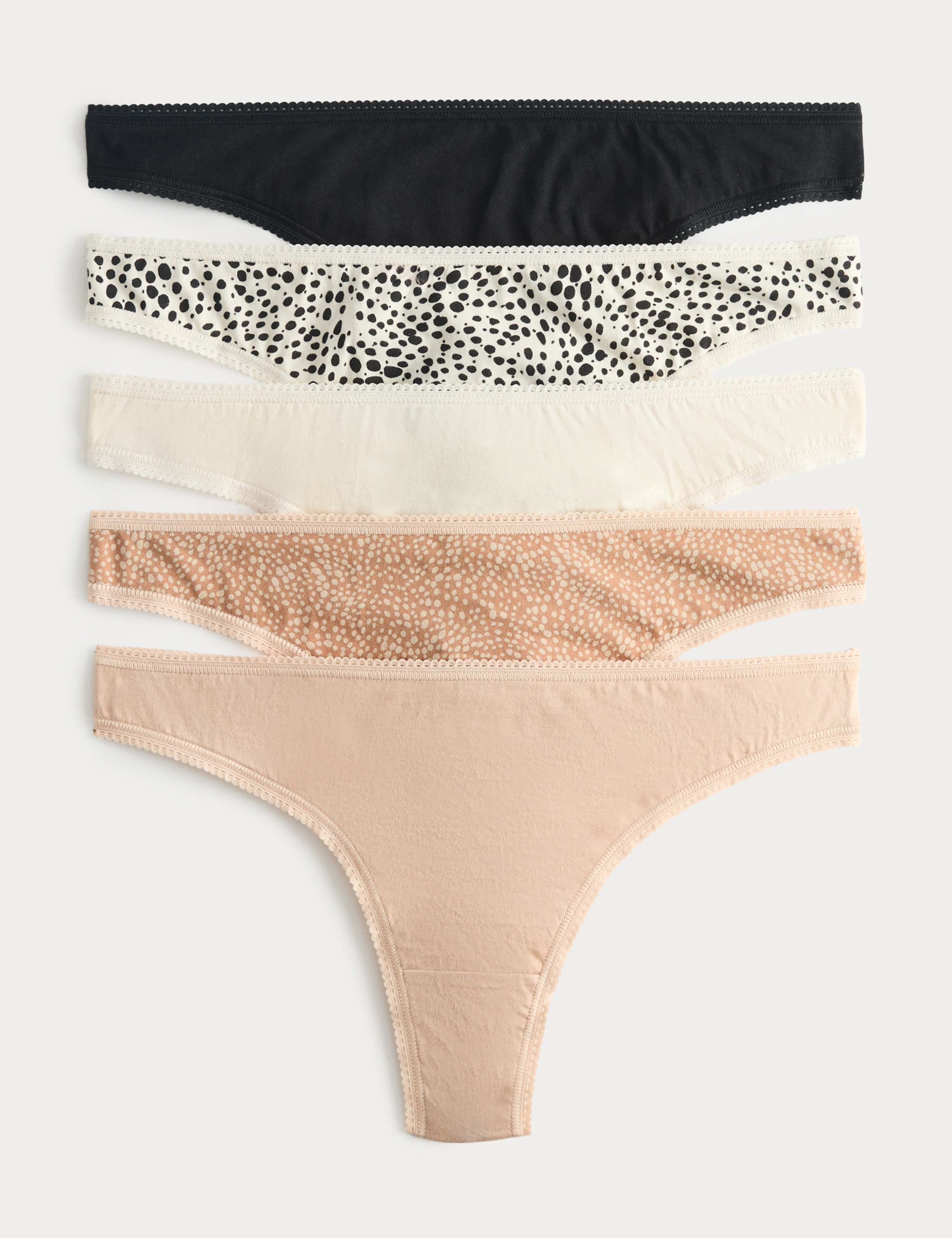 5pk Pure Cotton Thongs