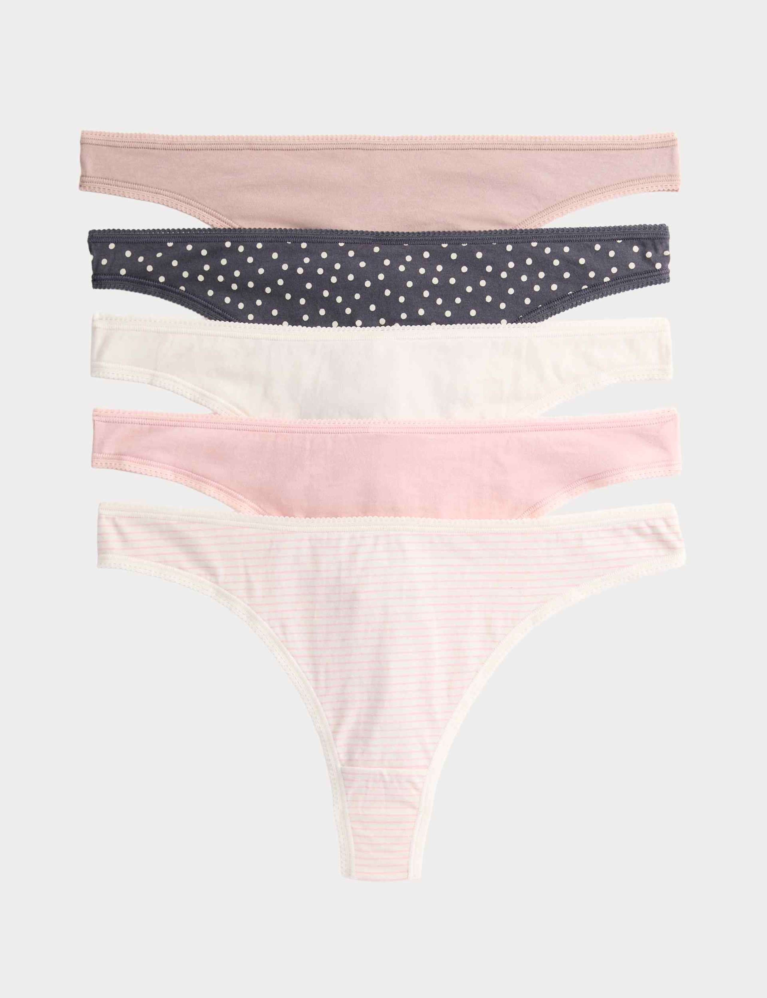 5pk Pure Cotton Thongs