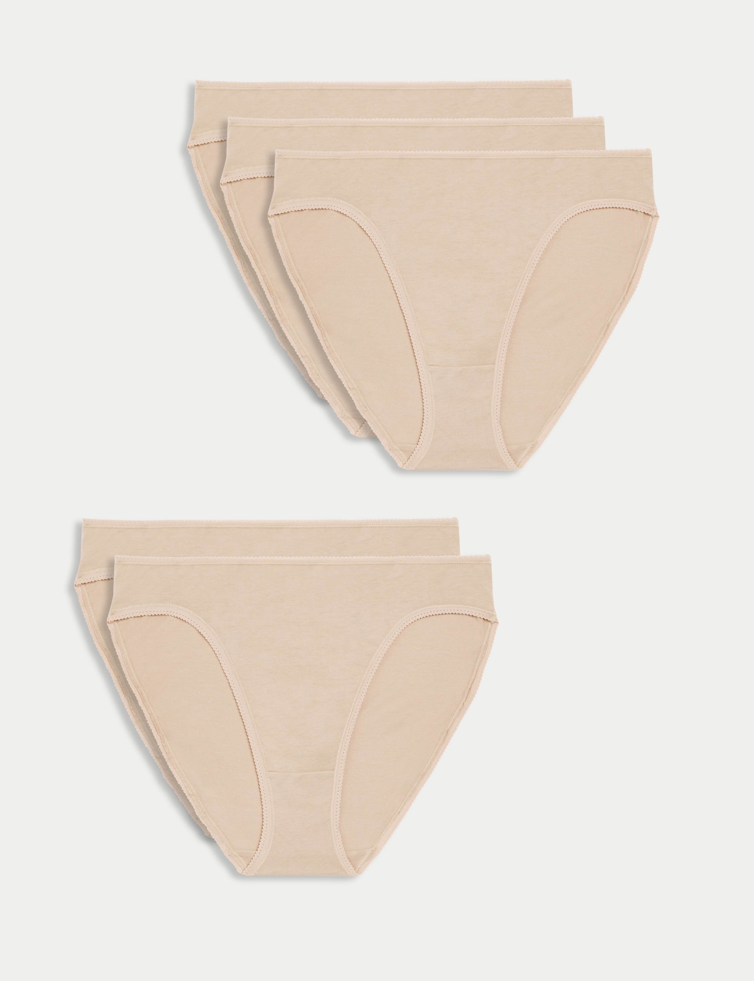 5pk Pure Cotton High Leg Knickers