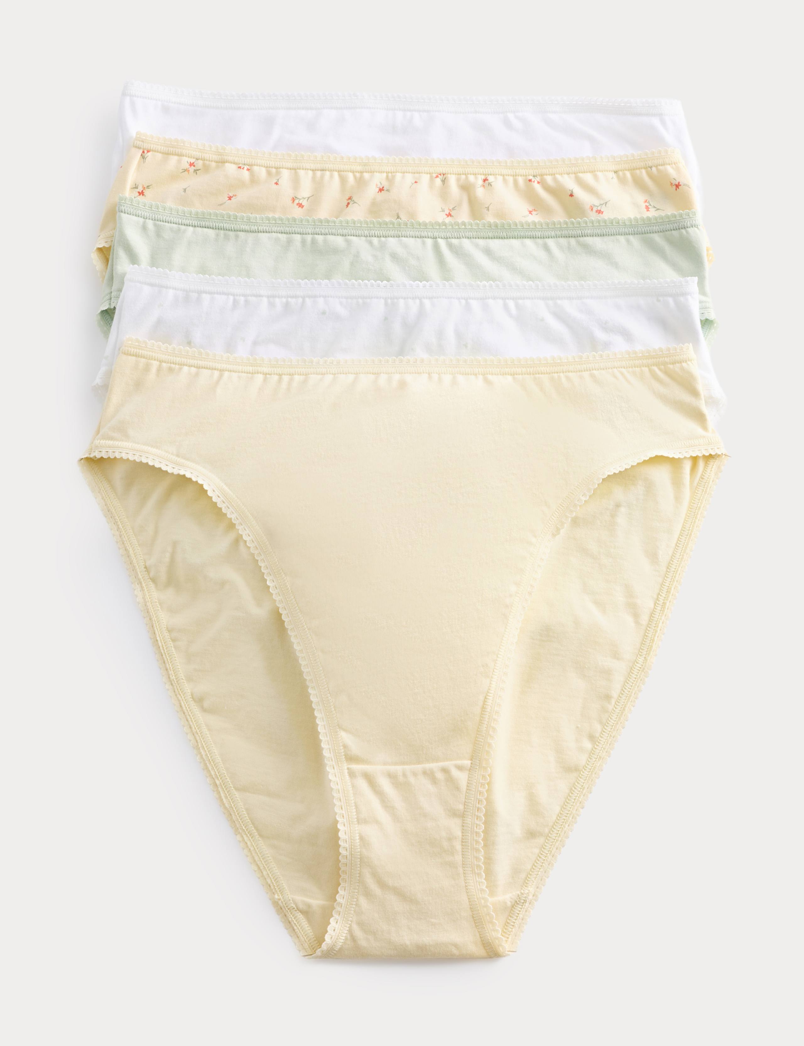 5pk Pure Cotton High Leg Knickers