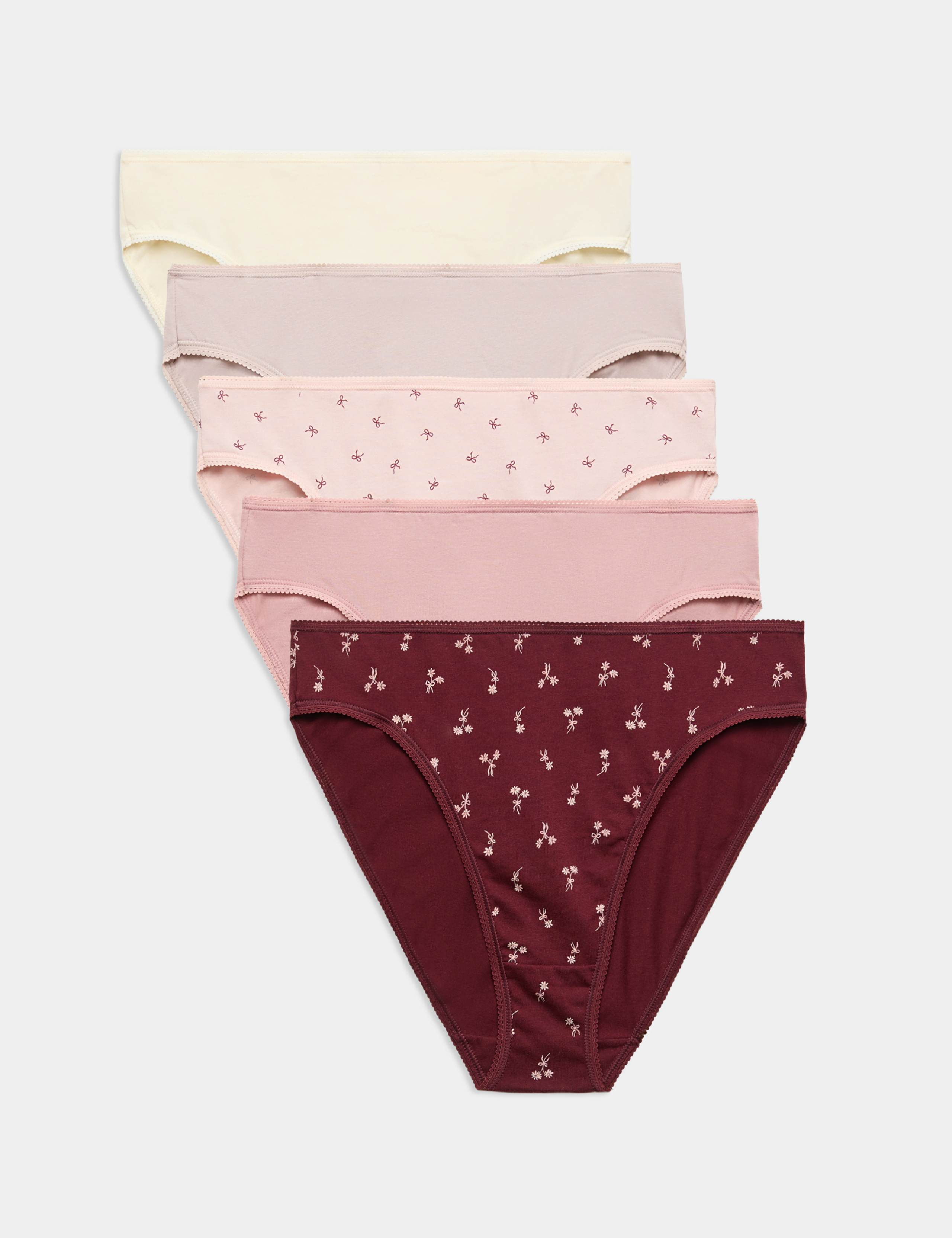 5pk Pure Cotton High Leg Knickers