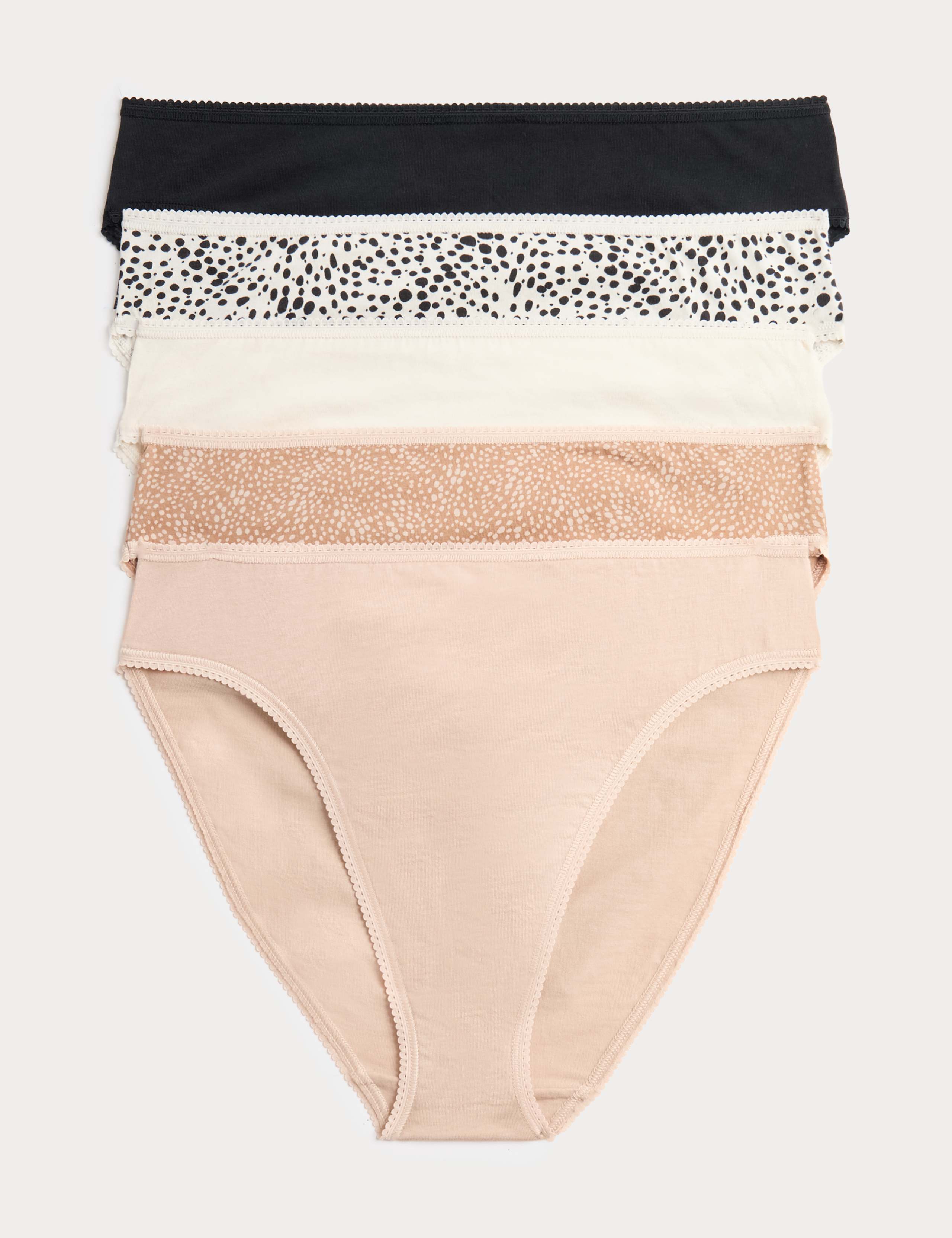 5pk Pure Cotton High Leg Knickers