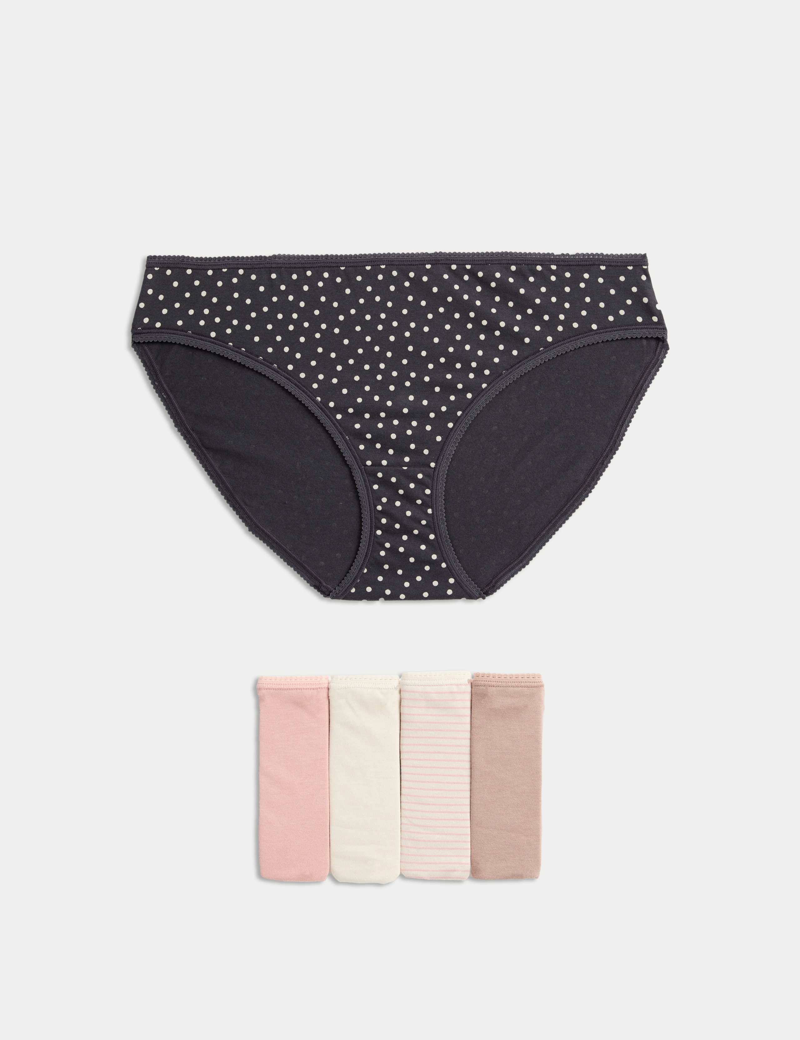 5pk Pure Cotton Print Bikini Knickers