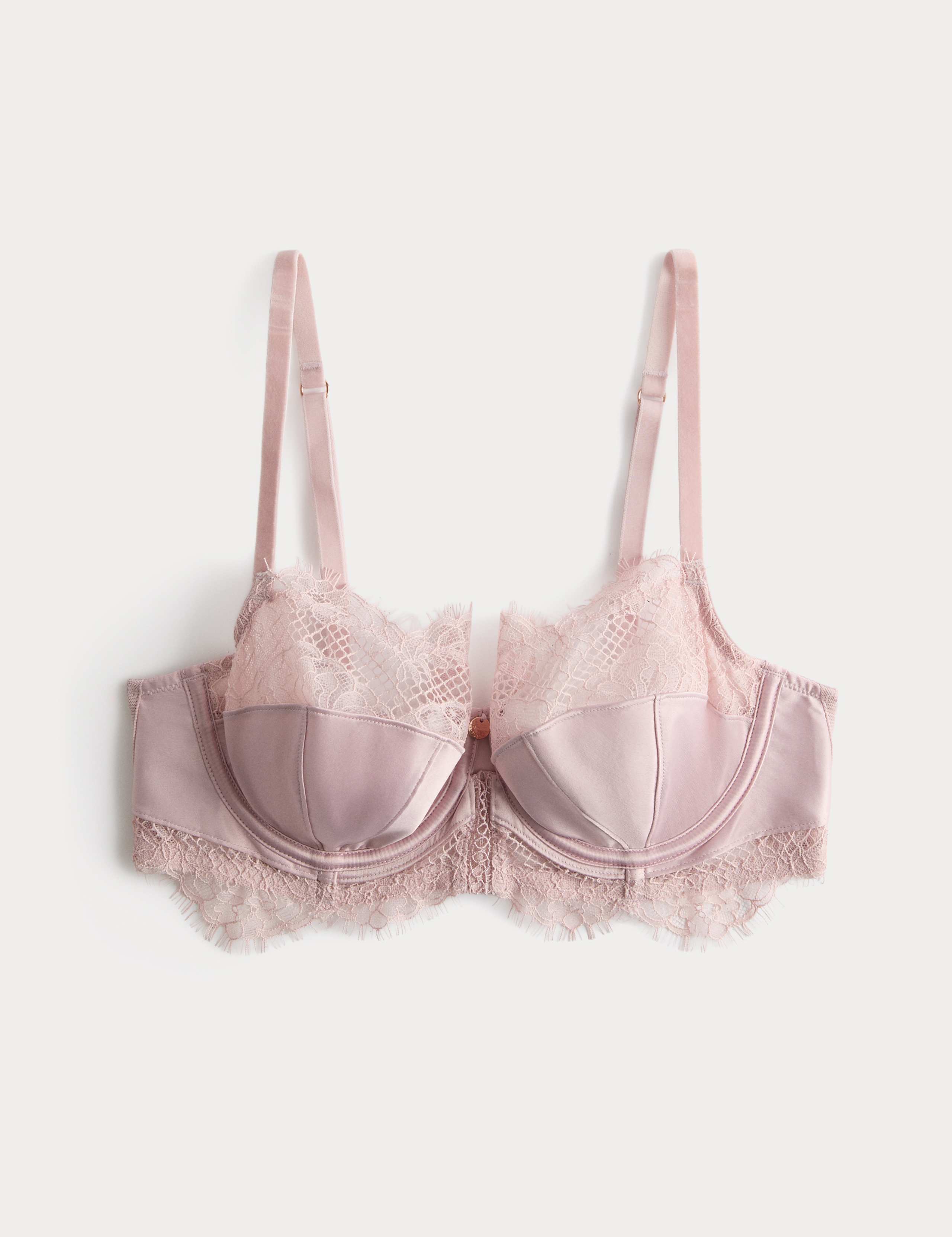 Saffron Satin & Lace Wired Balcony Bra Set A-E 1 of 6