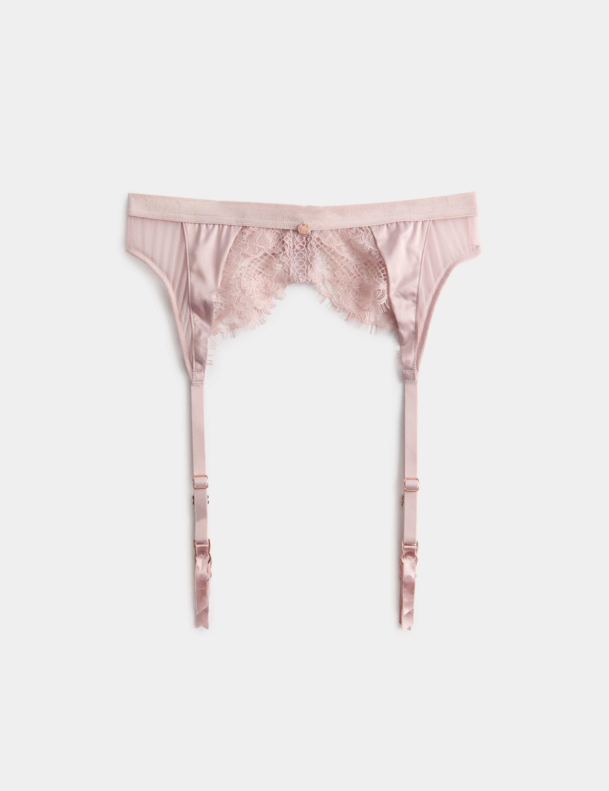 Saffron Satin & Lace Suspender Set 1 of 9