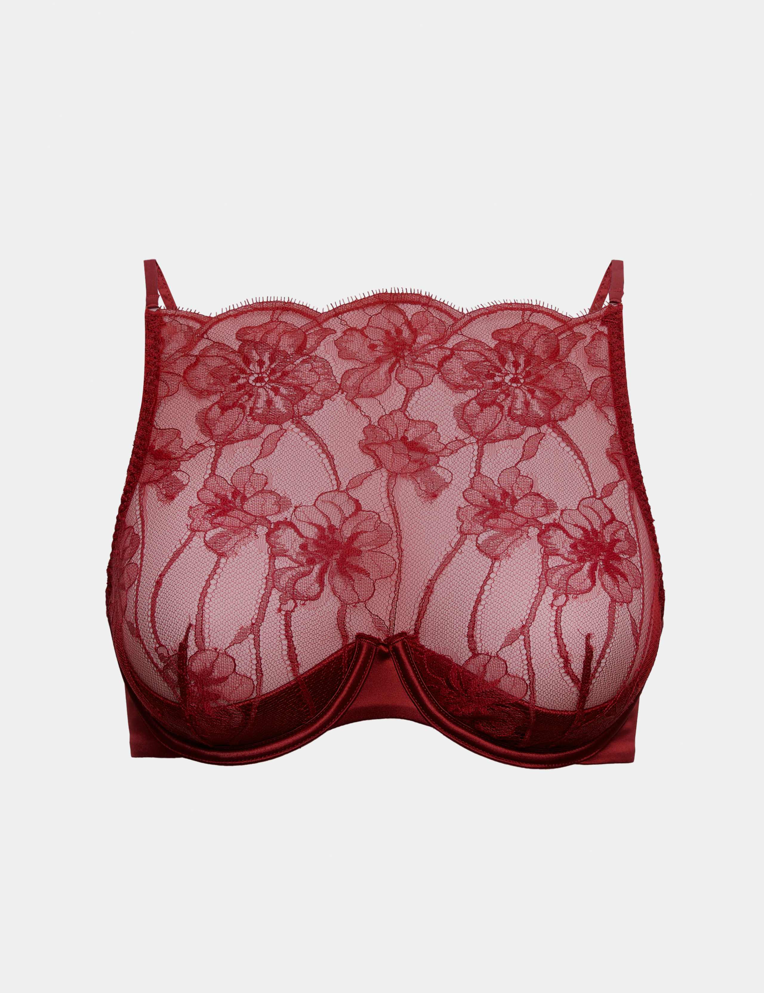 Belle Lace High Neck Quarter Cup Balcony Bra A-E