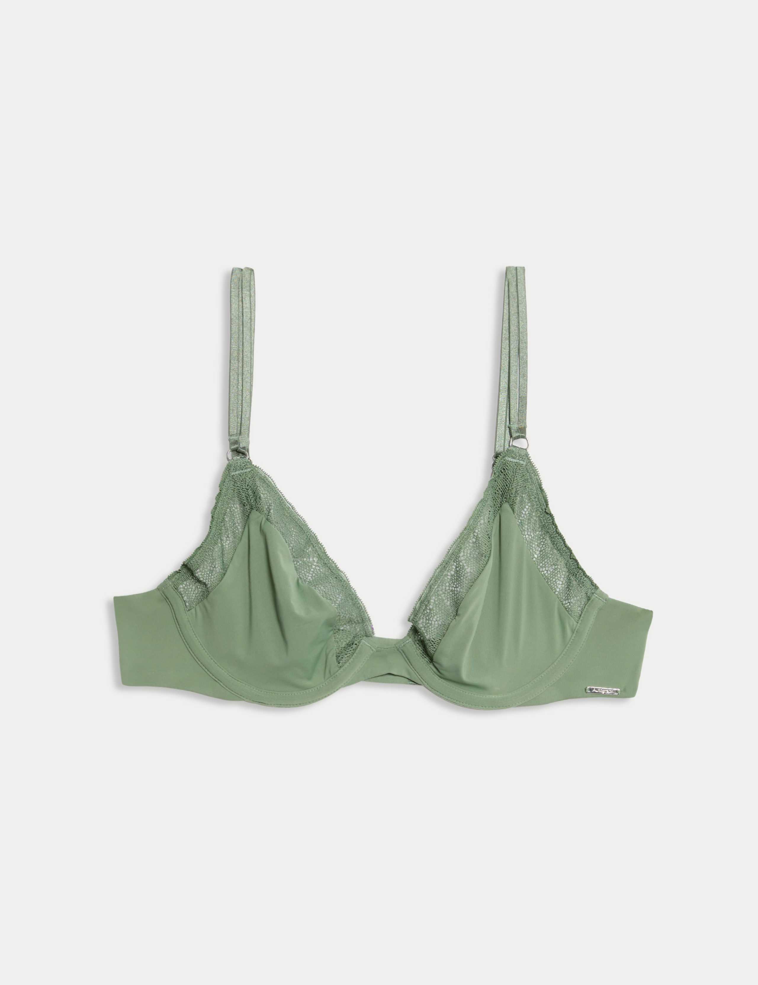 Boston Microfibre Lace Trim Wired PlungeBra Set A-E 1 of 6