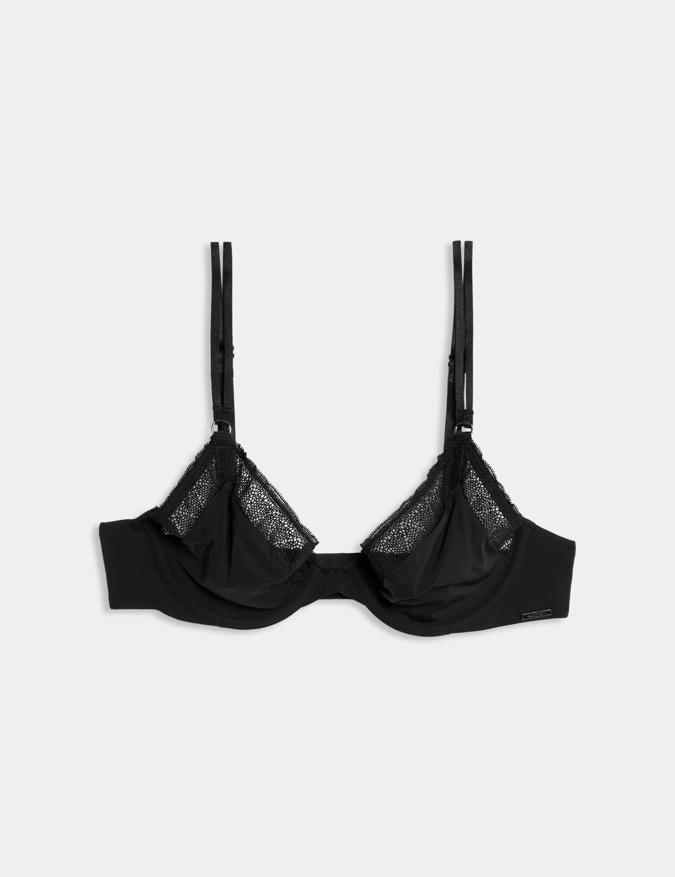 Boston Microfibre Lace Trim Wired Plunge Bra Set 1 of 6