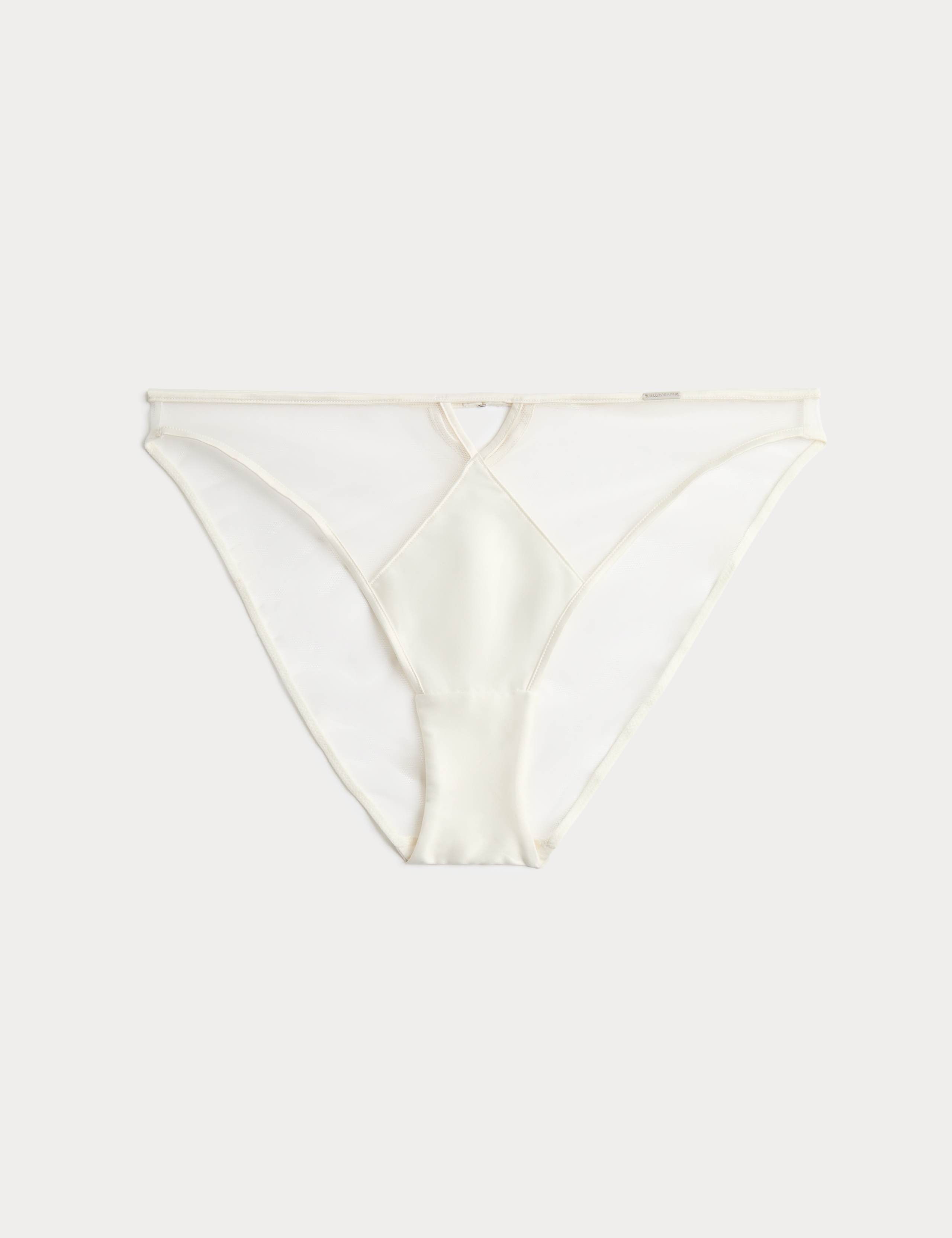Black Label Satin & Mesh Wired Demi Cup Bra Set A-DD 2 of 6