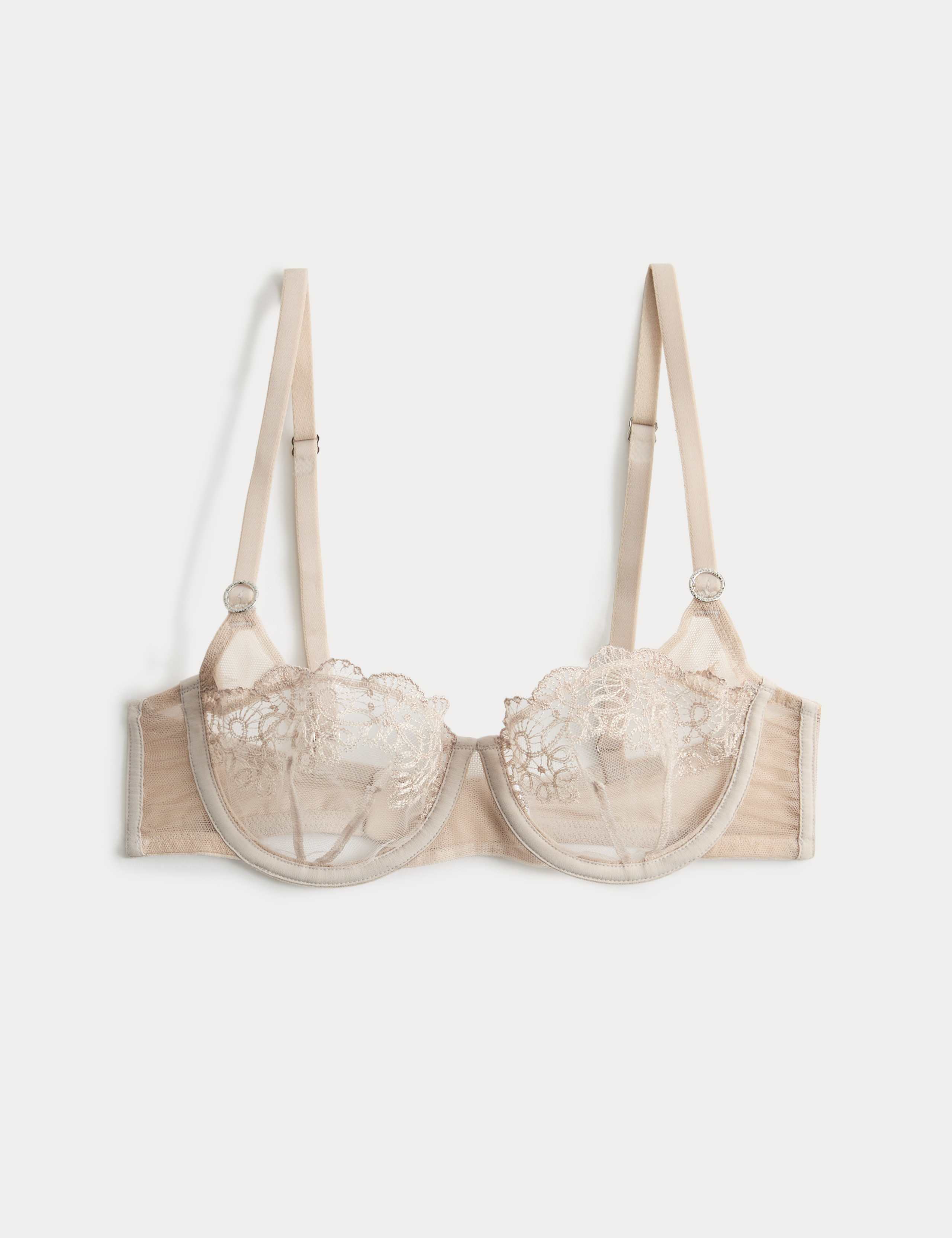 Seoul Embroidery Mesh Wired Balcony Bra Set A-E 1 of 6