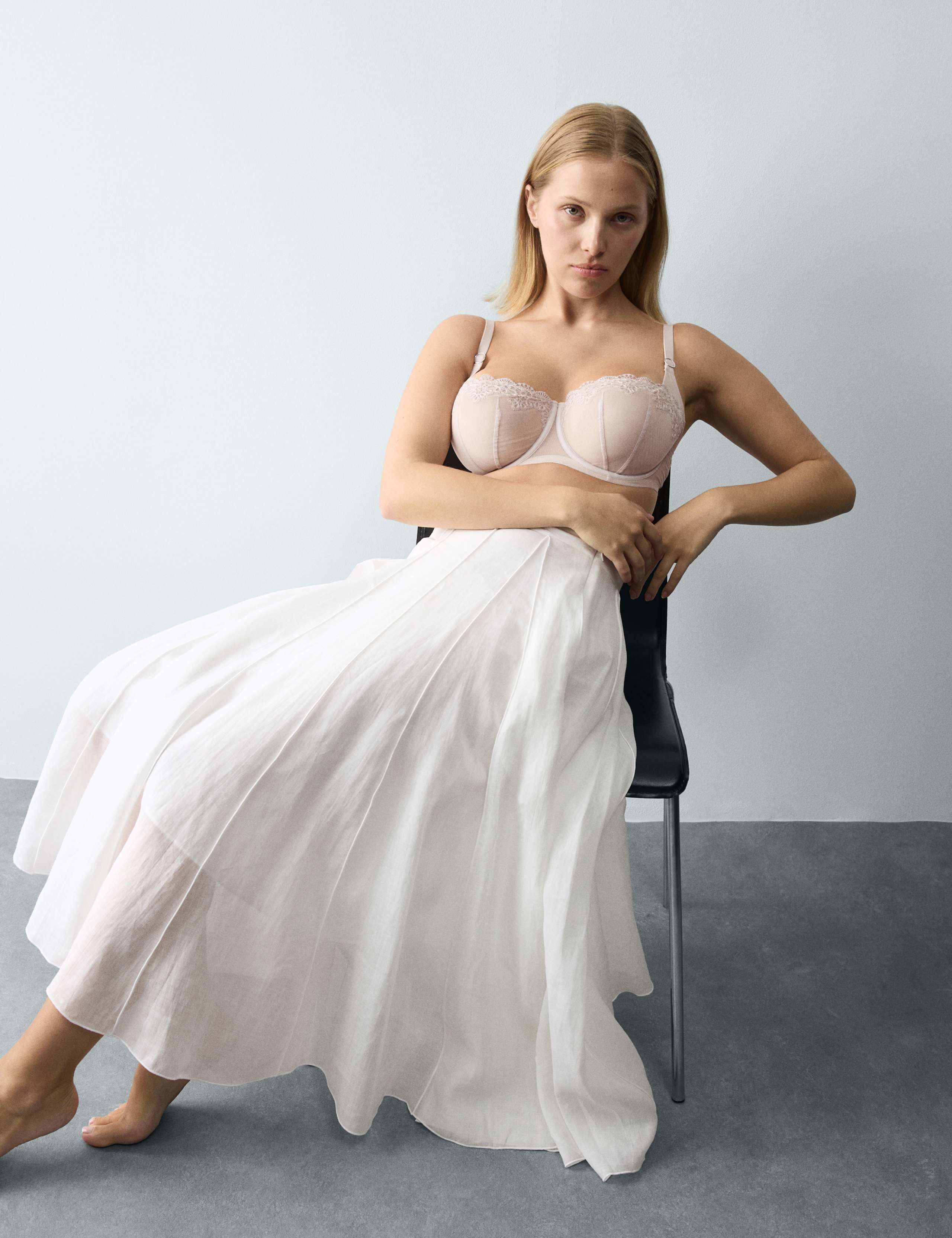 Seoul Embroidery Mesh Wired Balcony Bra Set F-H 4 of 6