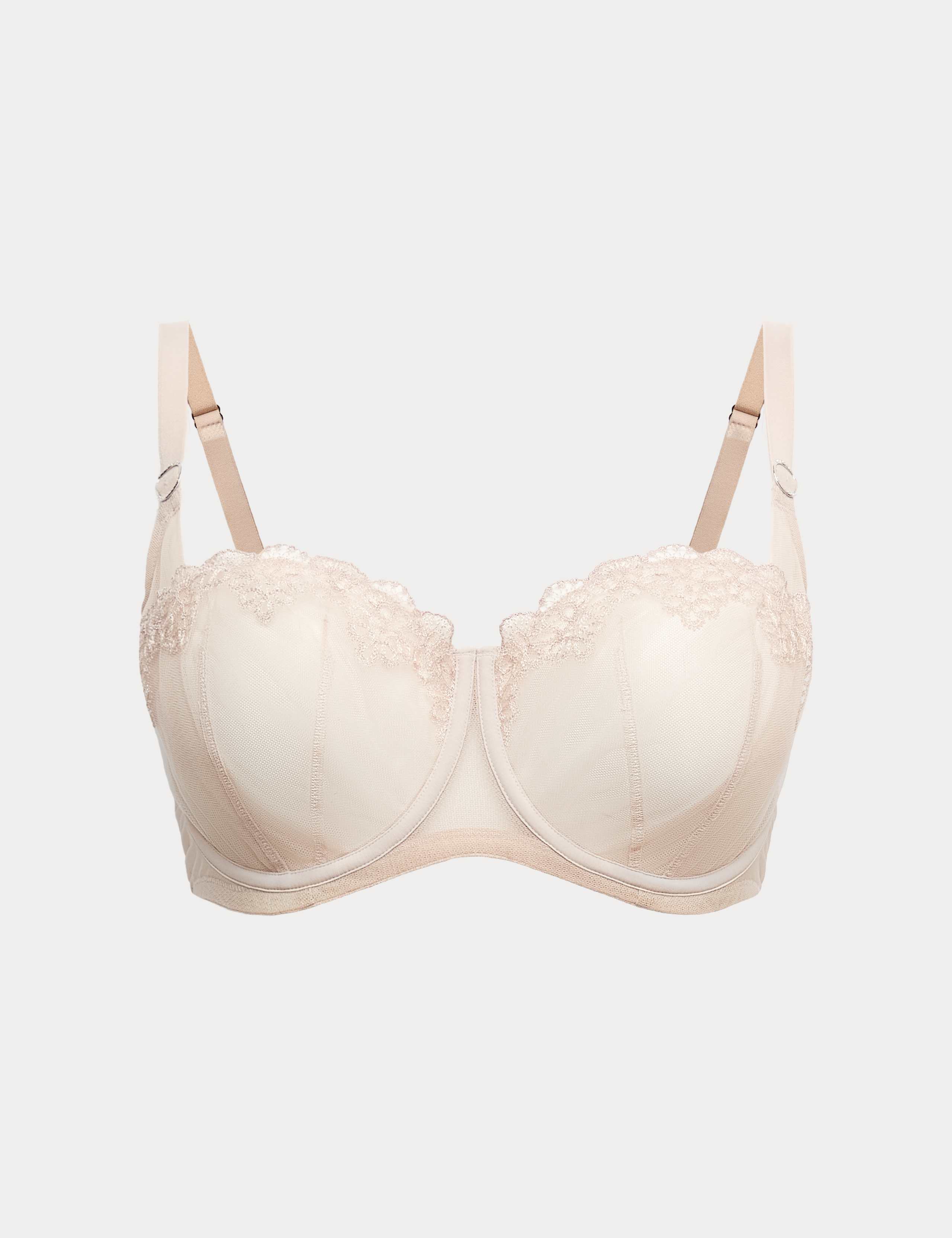 Seoul Embroidery Mesh Wired Balcony Bra Set F-H 1 of 6