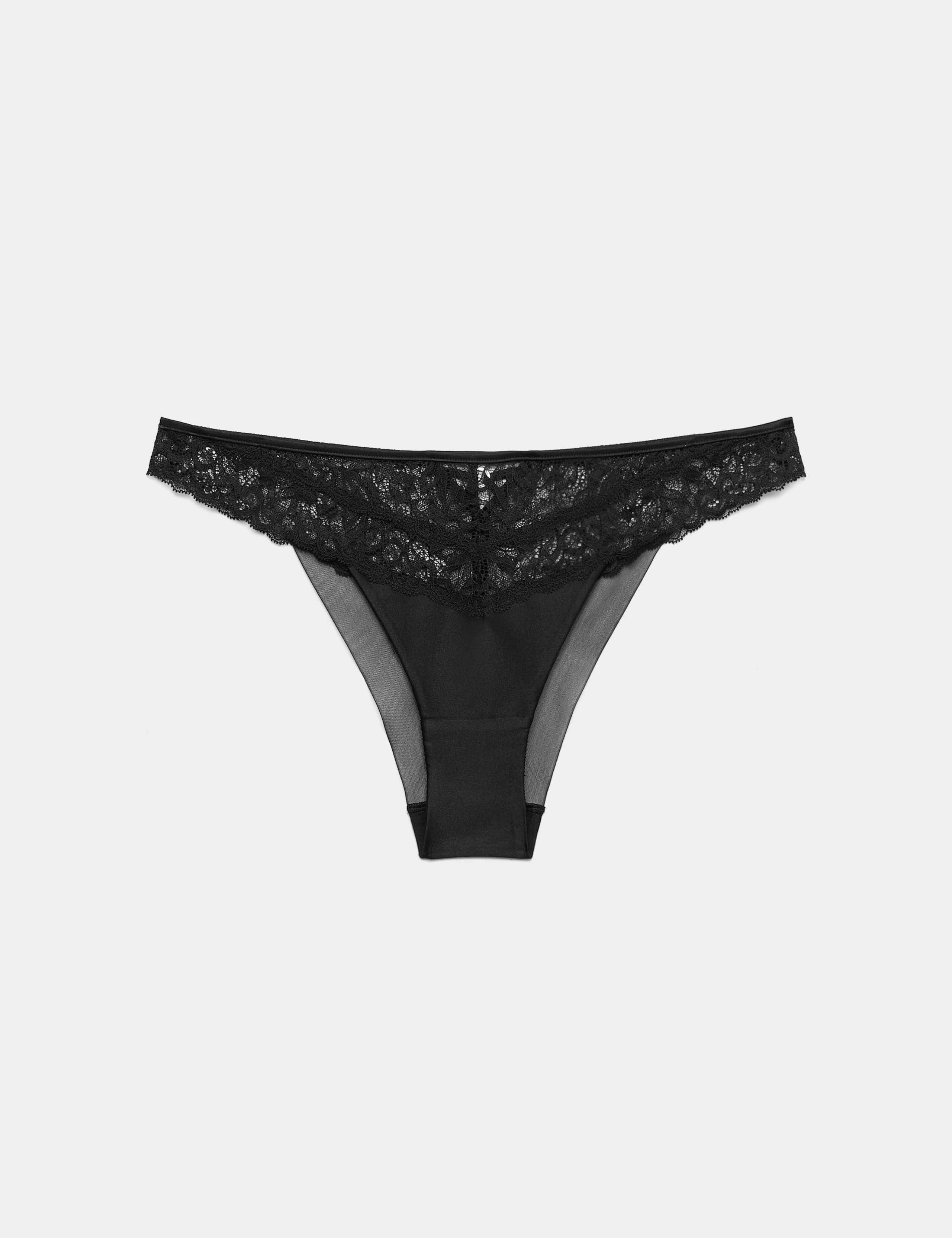 Lace with Silk Wired Plunge Bra Set A-E 2 of 6