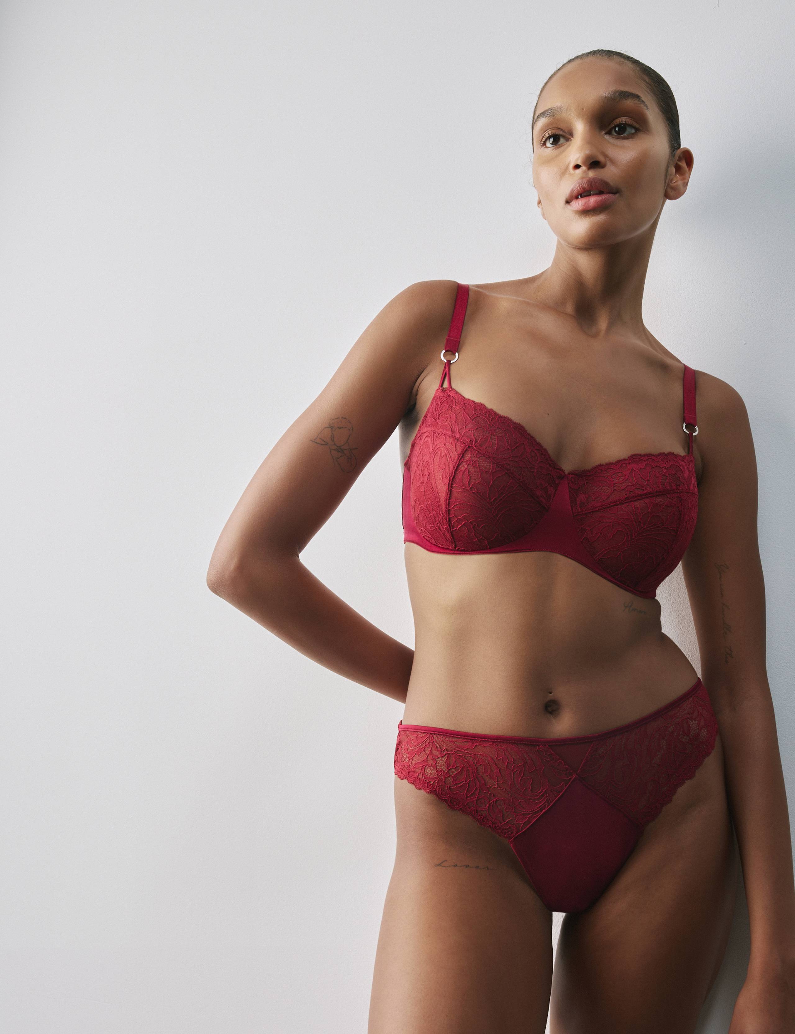 Lace with Silk Wired Balcony Bra F-H