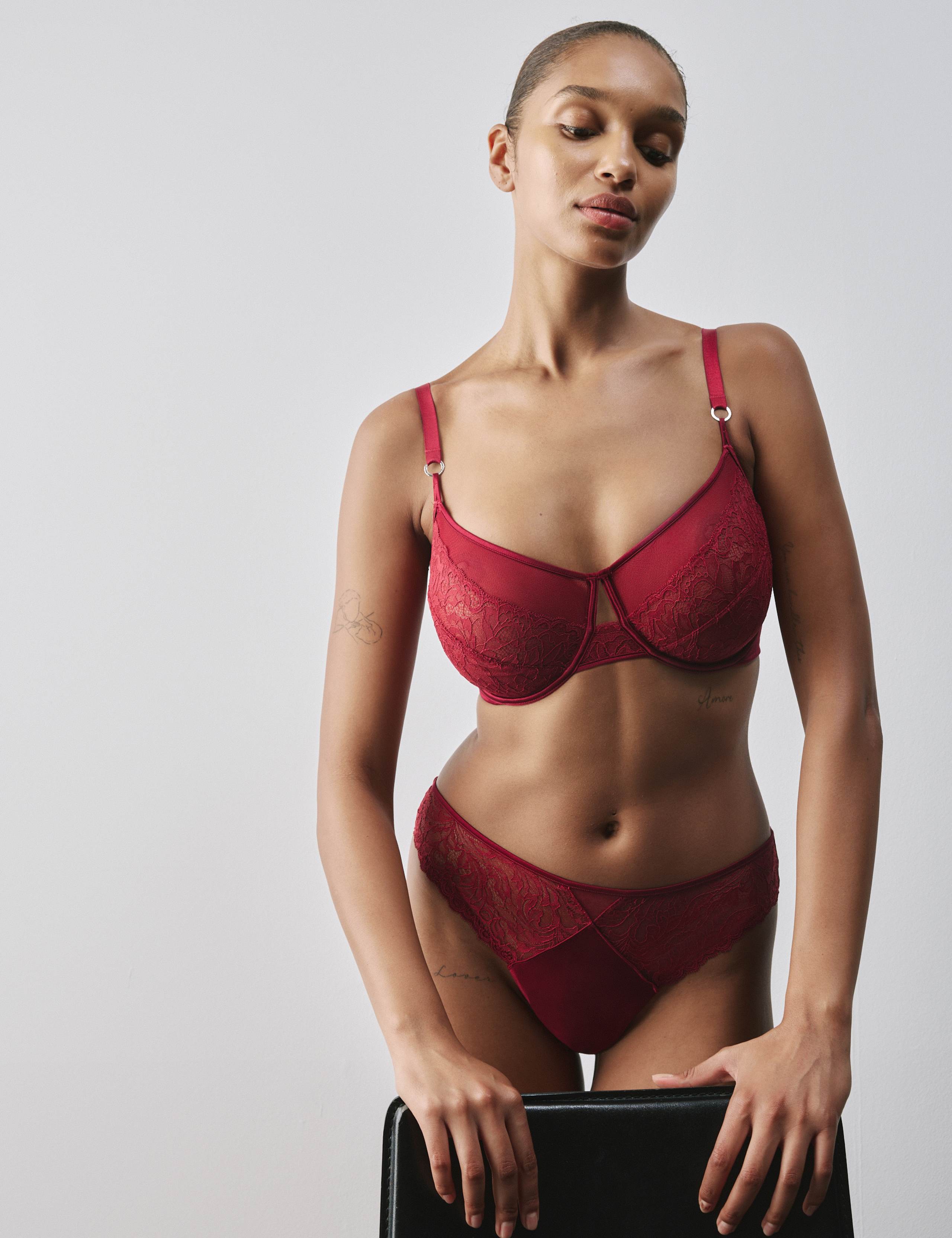 Silk & Lace Wired Minimiser Bra C-G