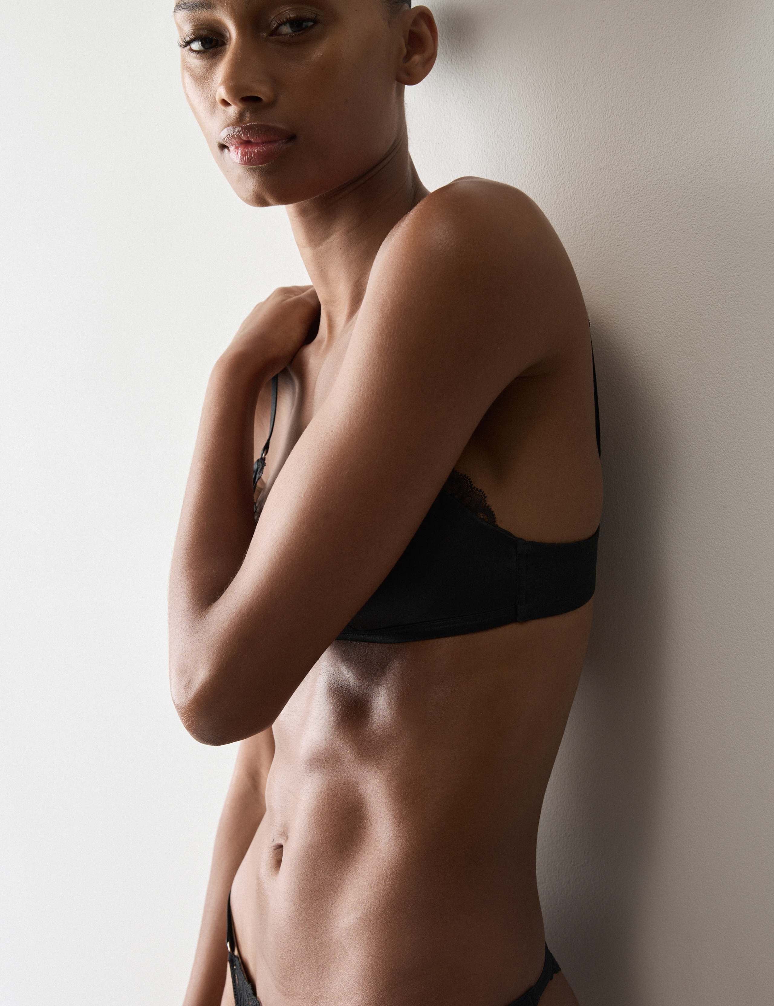 Silk & Lace Non Wired Bralette Bra Set A-E 5 of 6