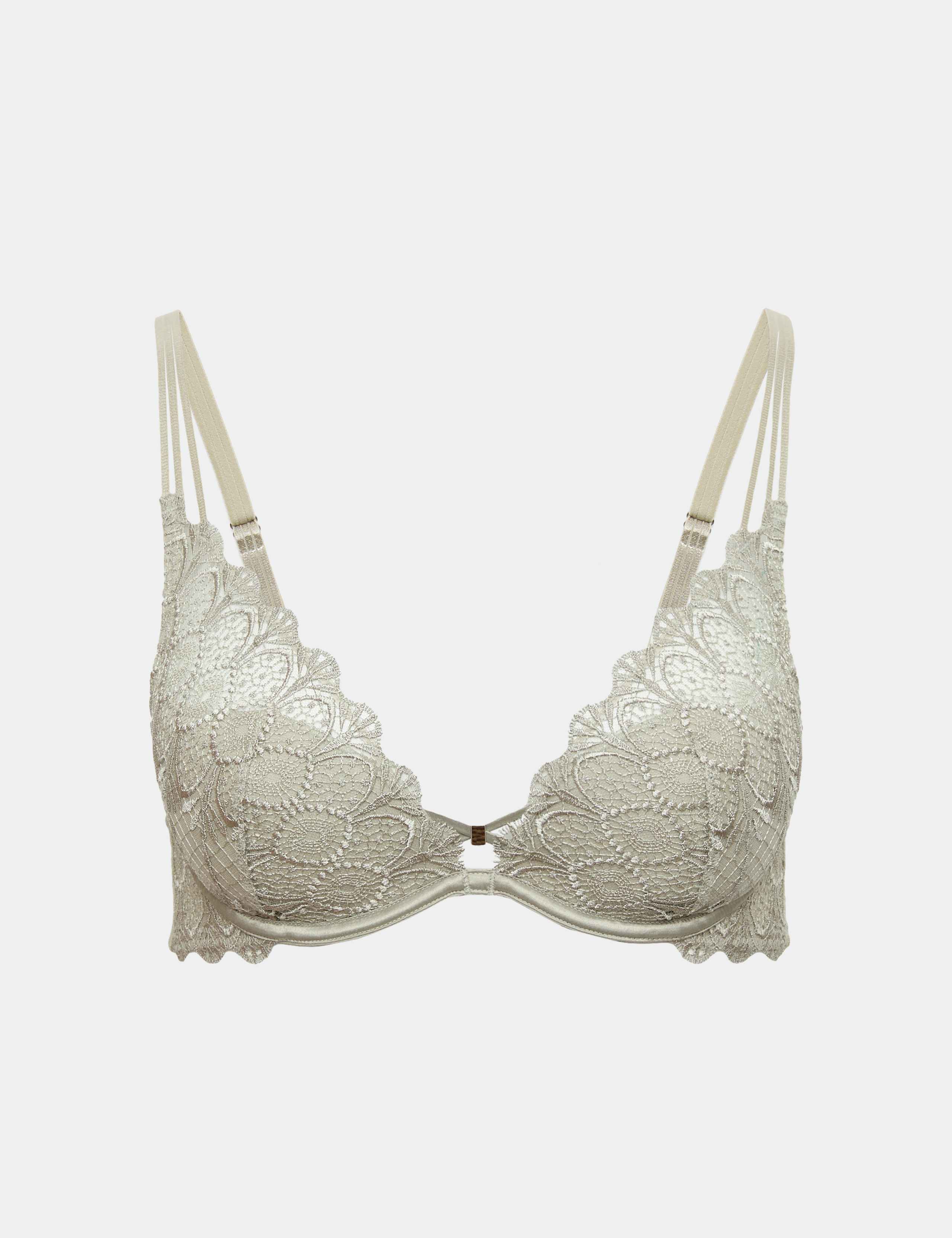 Milan Embroidered Padded Plunge Bra Set A-E 1 of 6