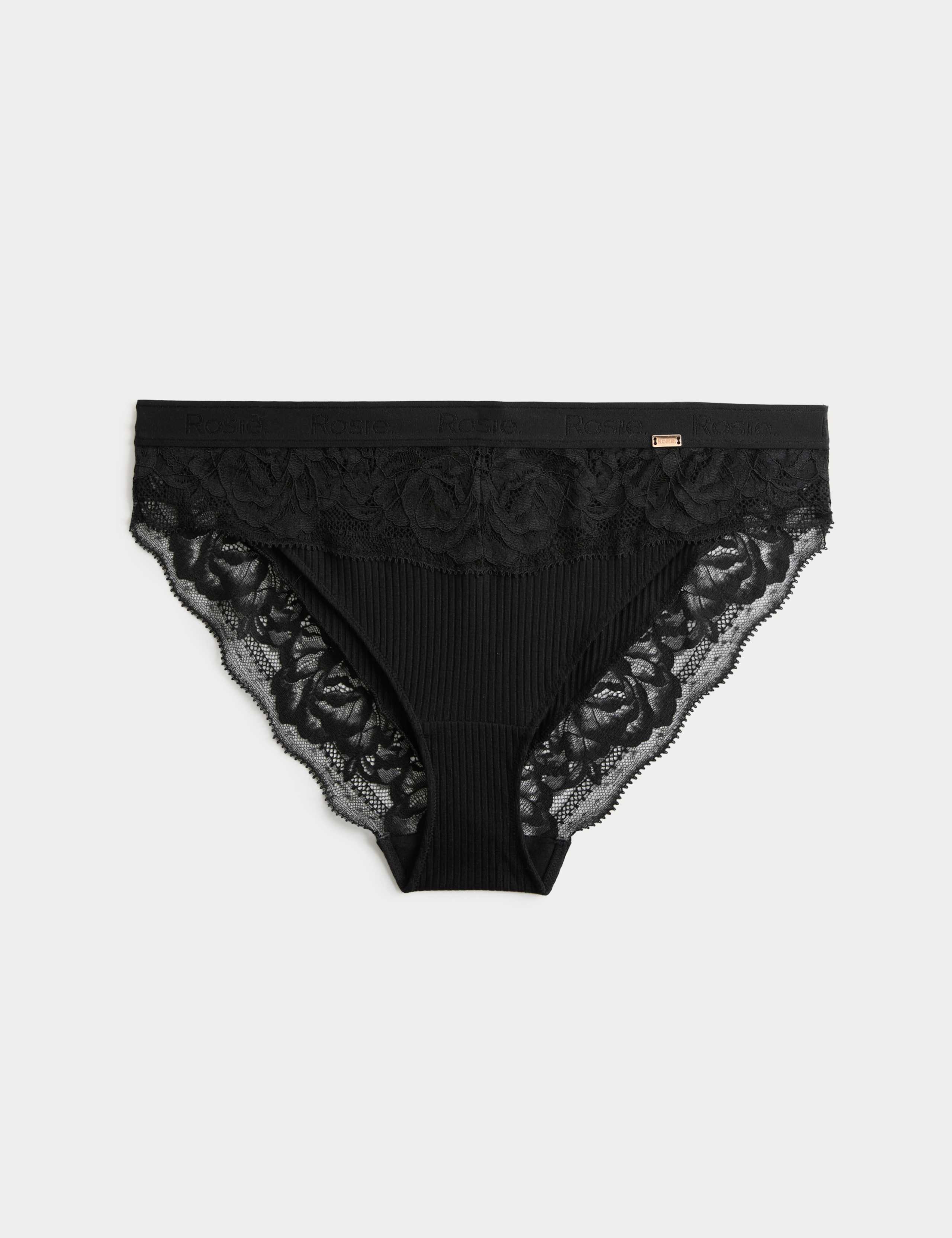 Lounge Rib & Lace Non Wired Plunge Bra Set A-E 2 of 6