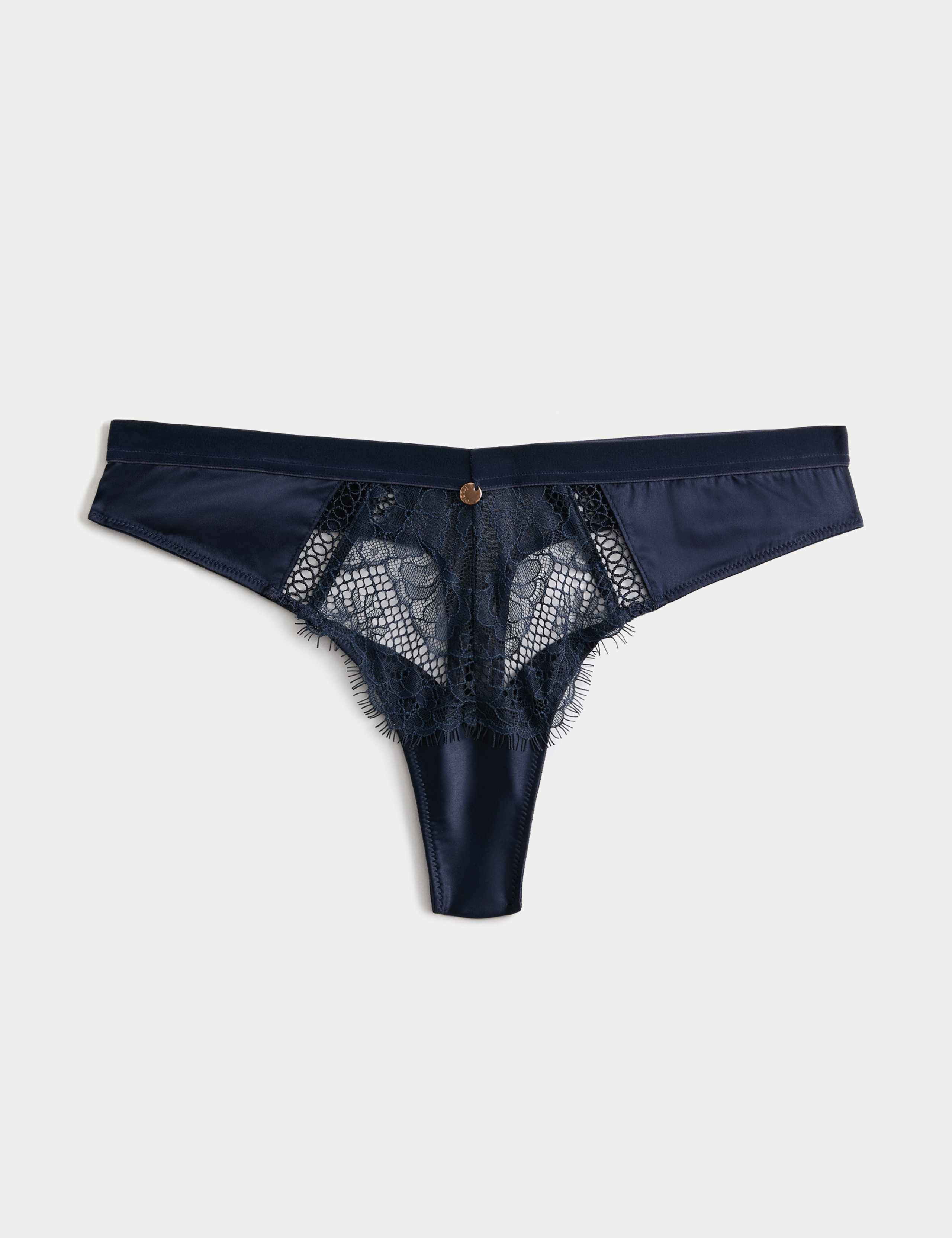 Saffron Satin & Lace Wired Plunge Bra Set A-E 1 of 6