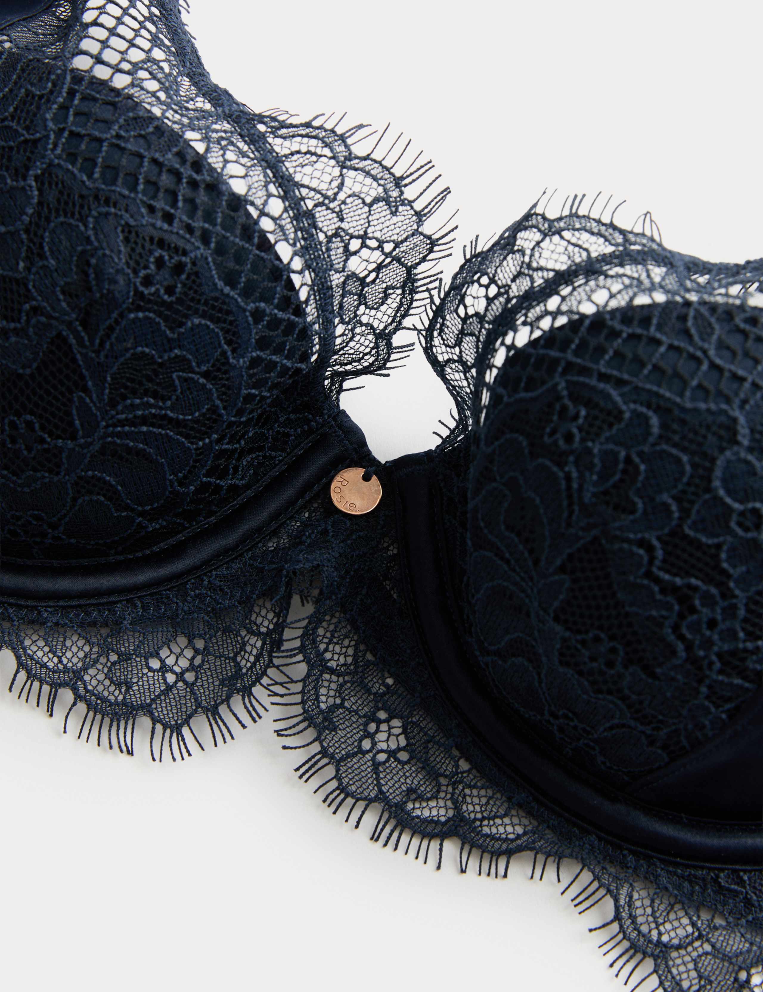 Saffron Satin & Lace Wired Plunge Bra Set A-E 5 of 6