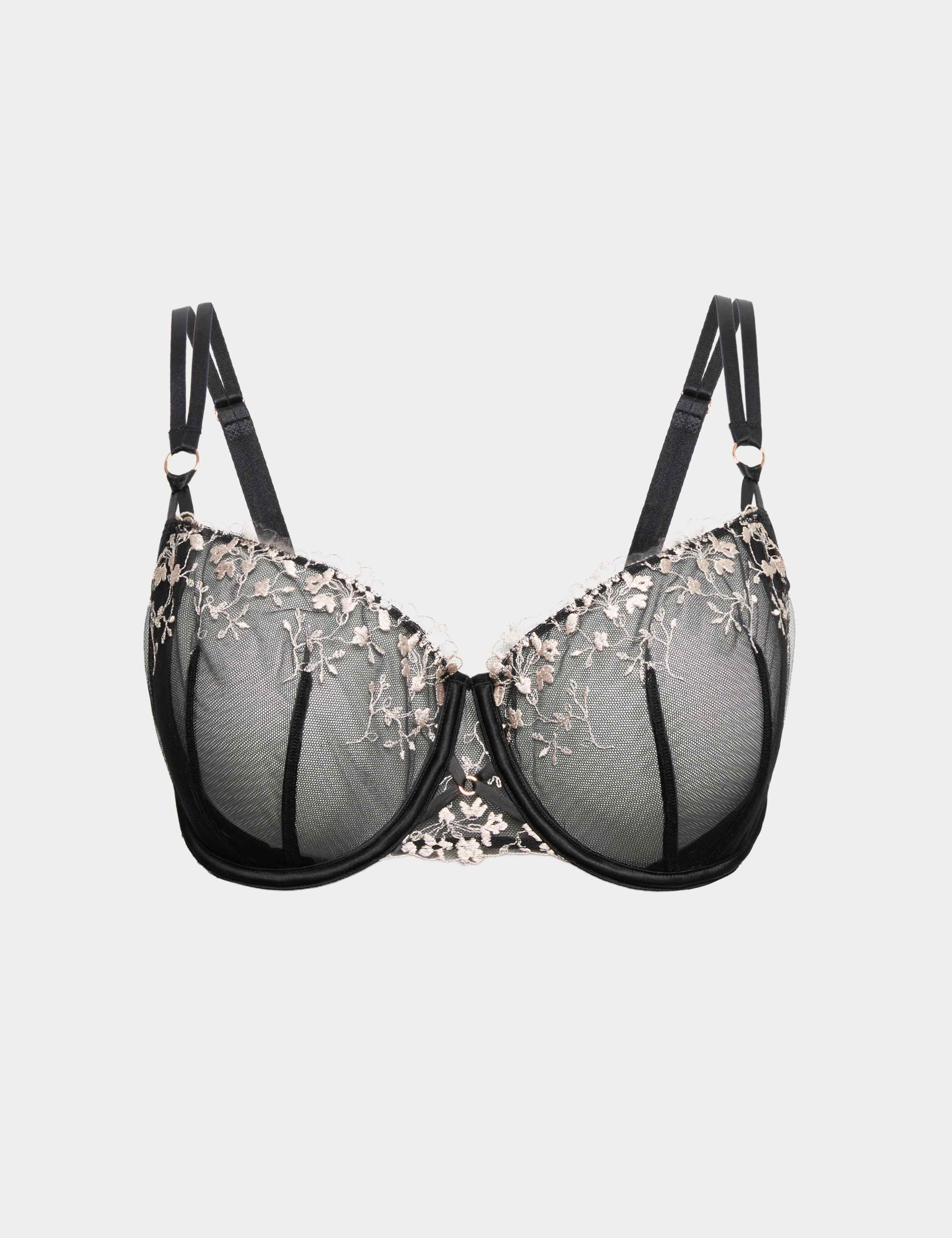Flora Embroidery Wired Balcony Bra Set F-H 1 of 6
