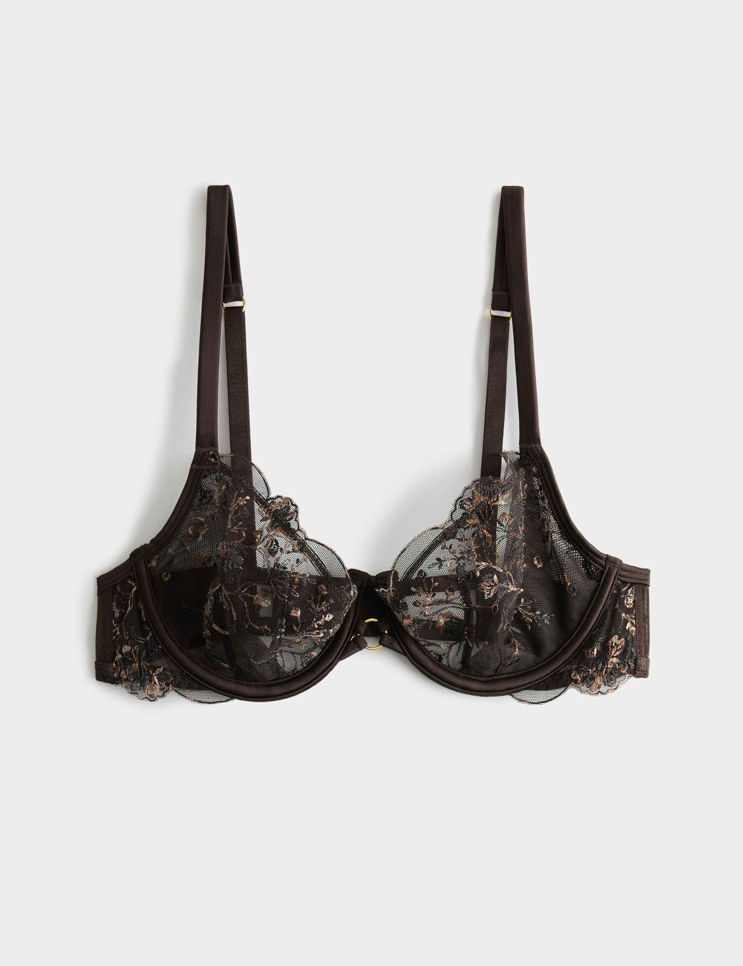 Mia Leopard Embroidery Wired Balcony Bra (A-E)