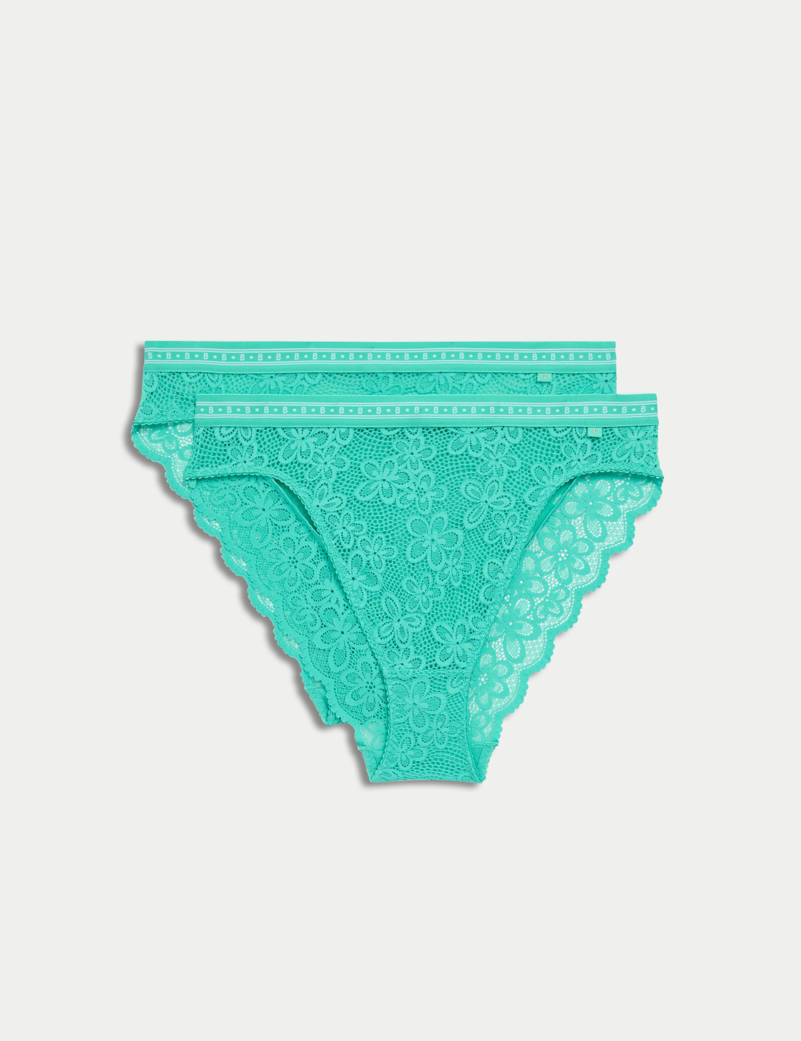2pk Cleo Lace High Waisted High Leg Knickers