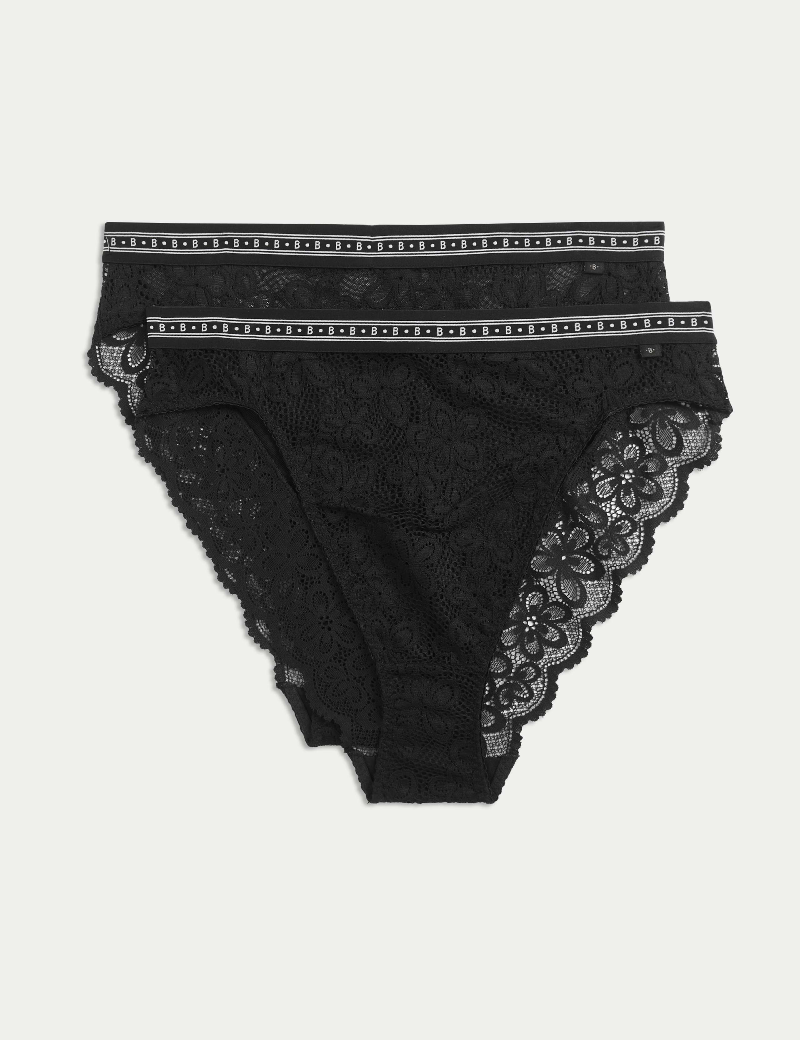 2pk Cleo Lace High Waisted High Leg Knickers