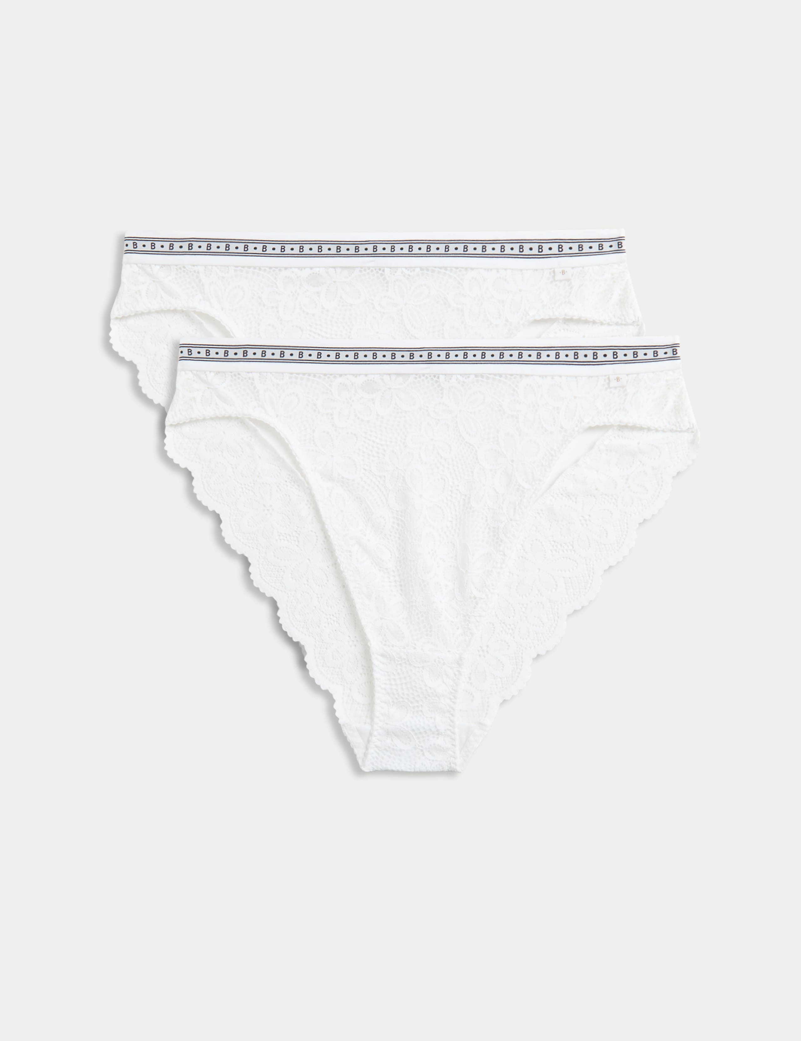 2pk Cleo Lace High Waisted High Leg Knickers