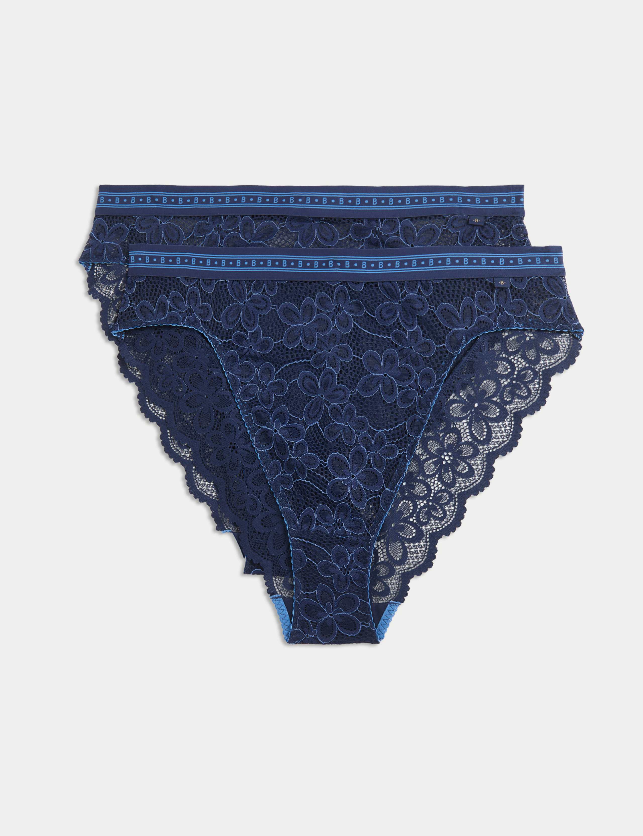 2pk Cleo Lace High Waisted High Leg Knickers