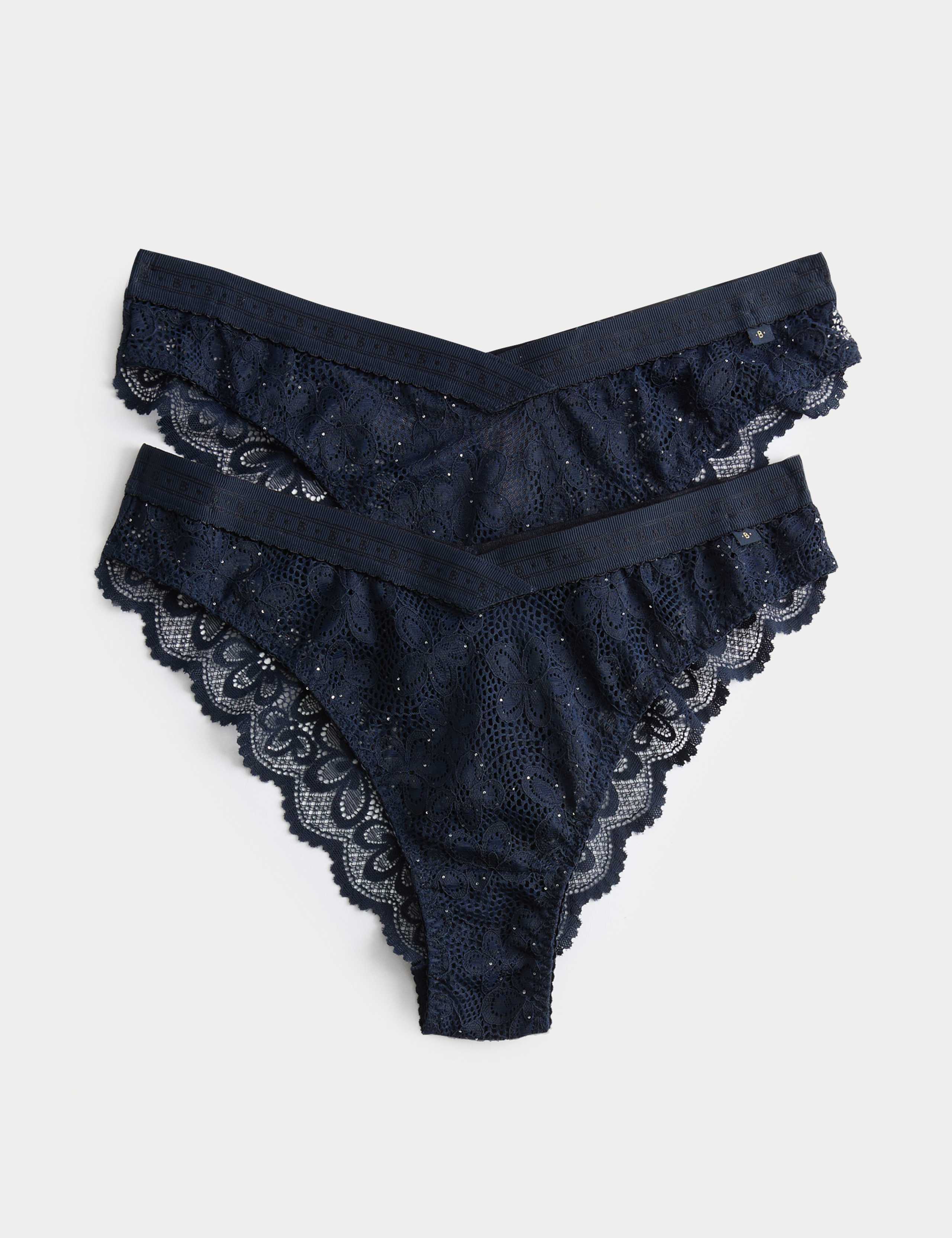 2pk Cleo Sequin Lace Miami Knickers