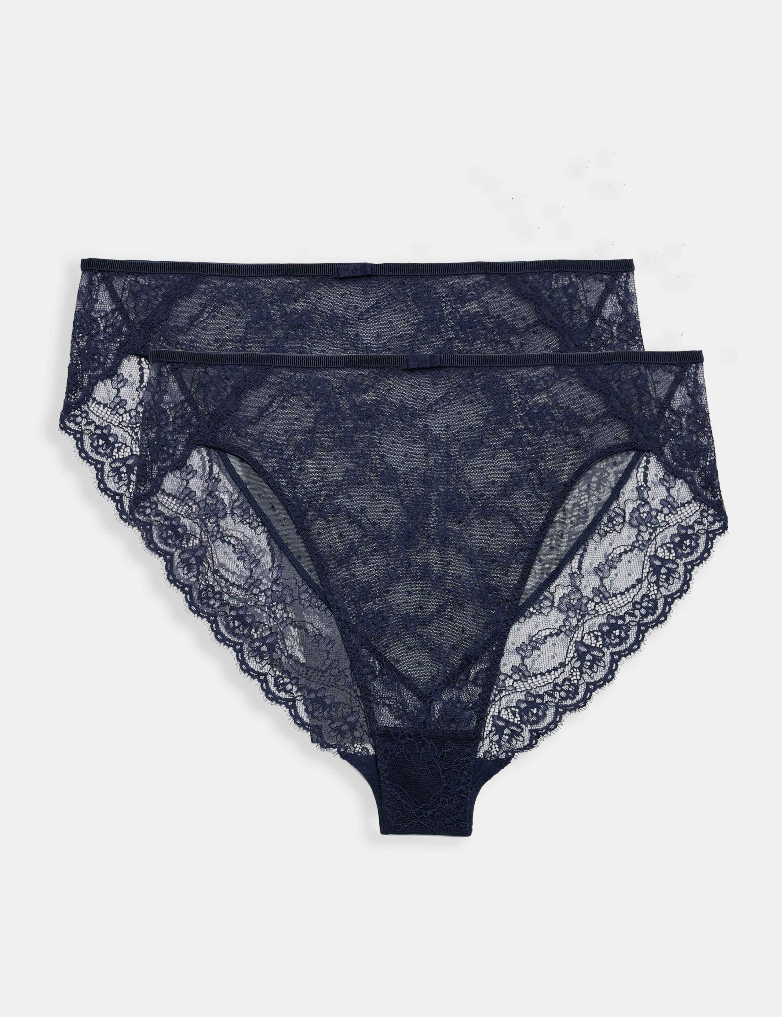 2 Pack Ida Lace High Waisted High Leg Knickers