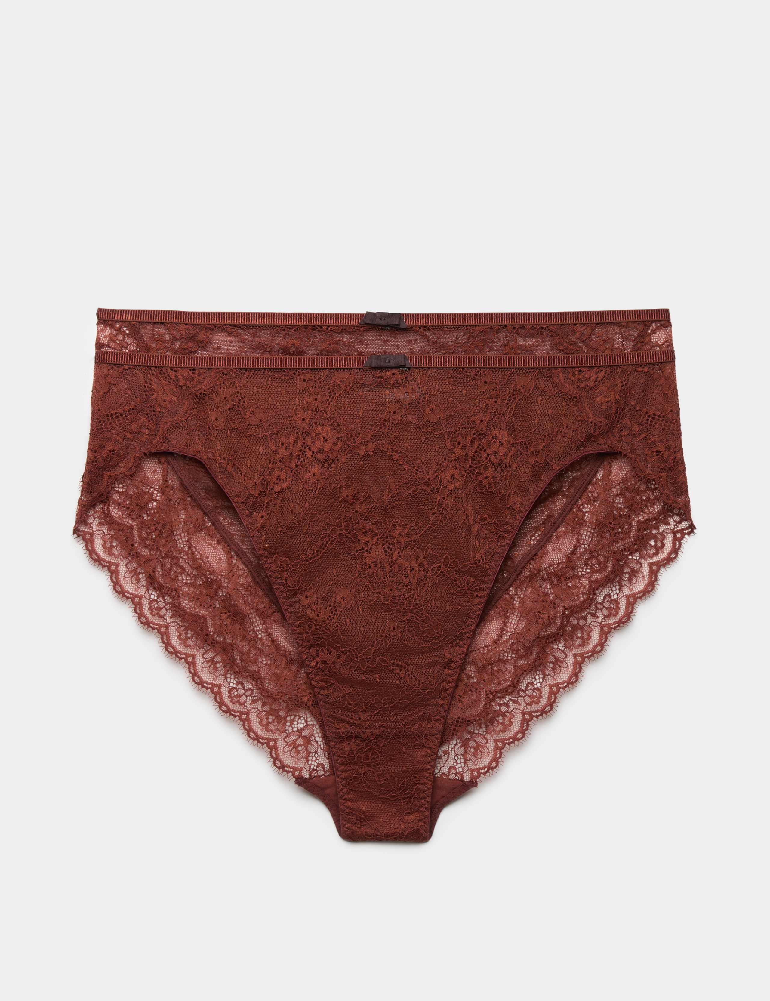 2 Pack Ida Lace High Waisted High Leg Knickers