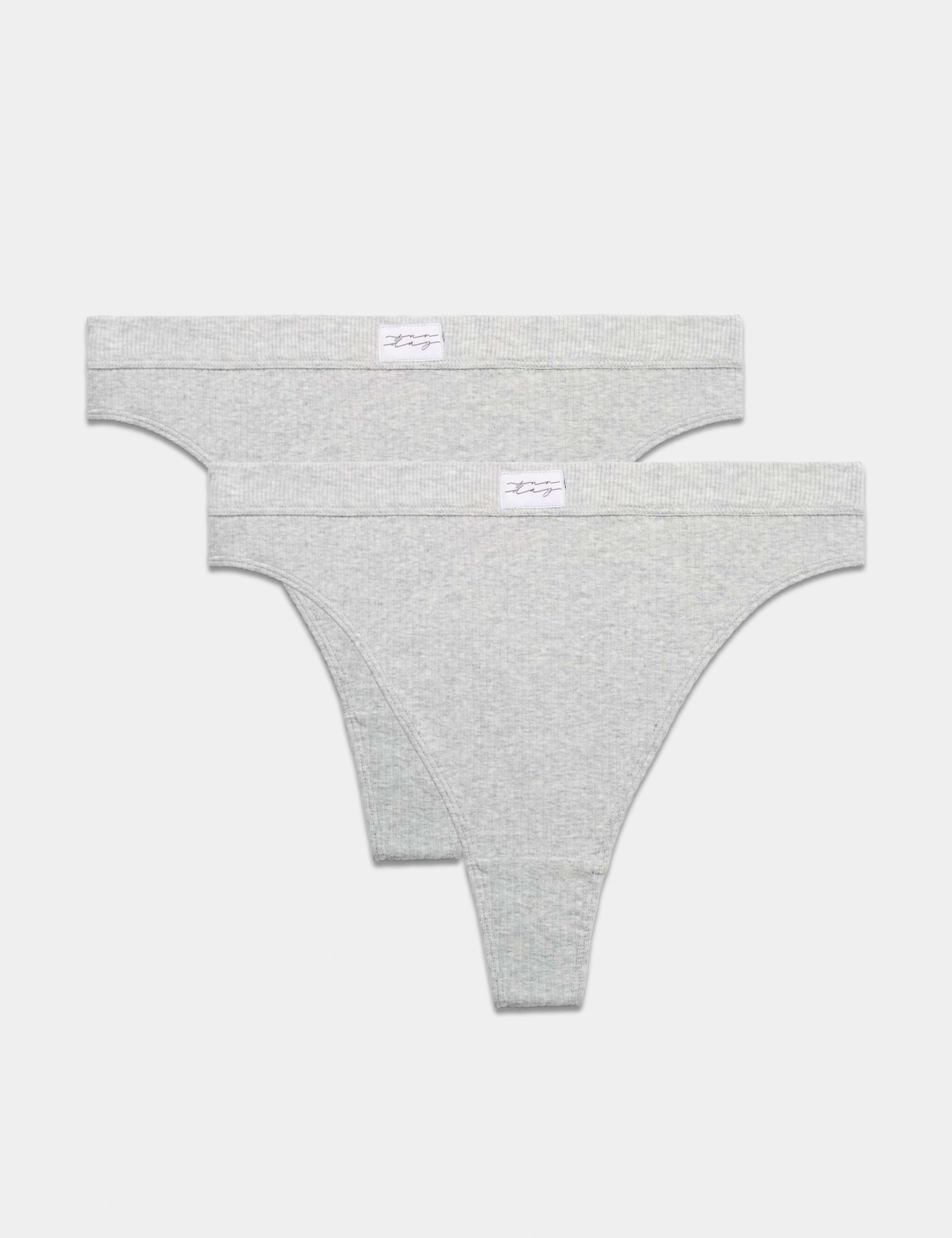 2 Pack Asta Rib High Waisted Thongs
