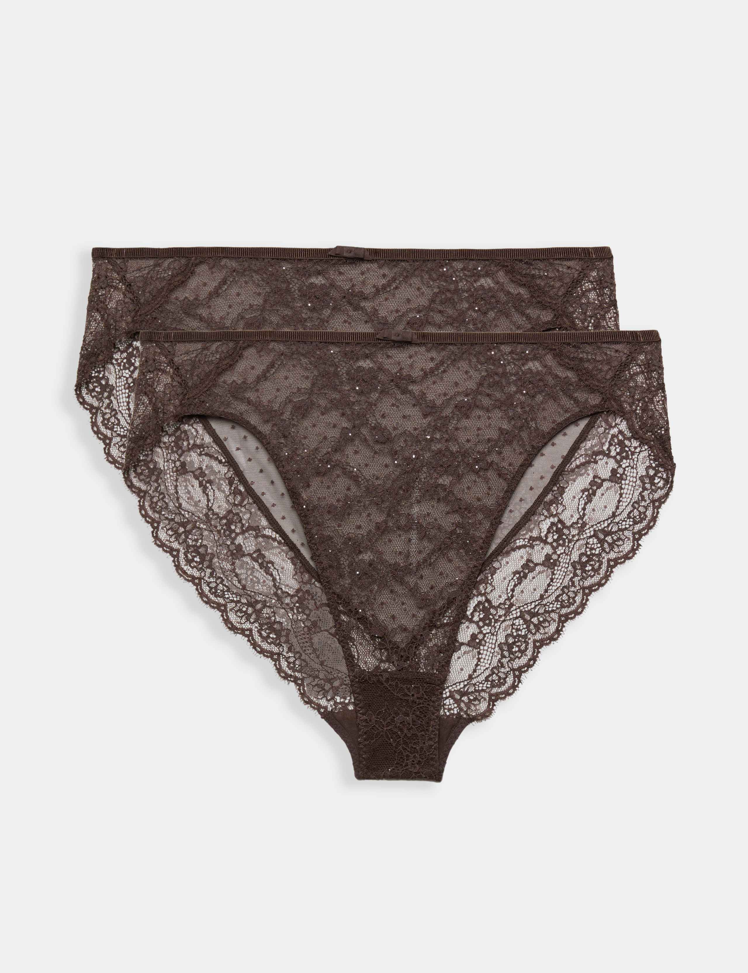 2 Pack Ida Lace High Leg Knickers