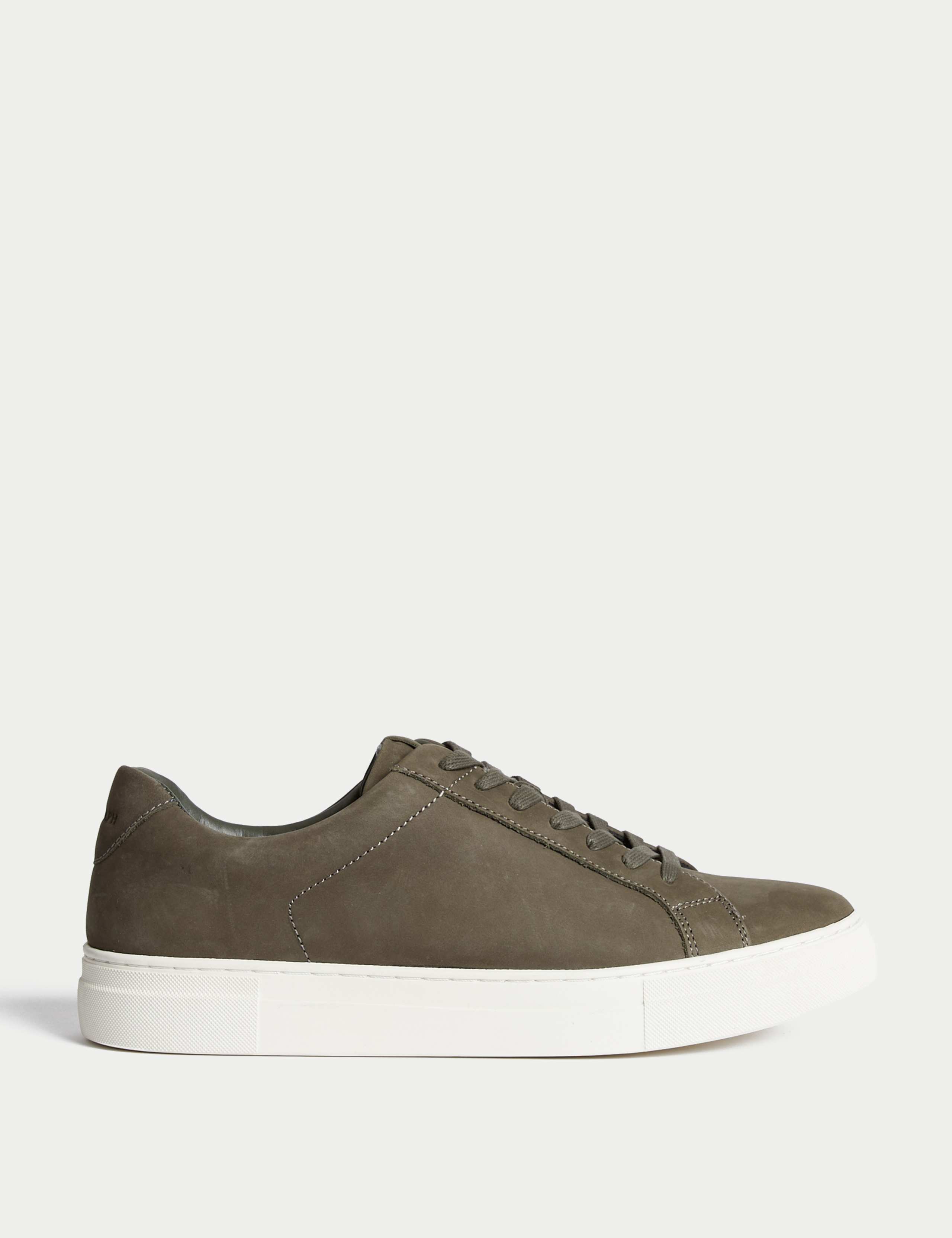 Nubuck Leather Lace Up Trainers