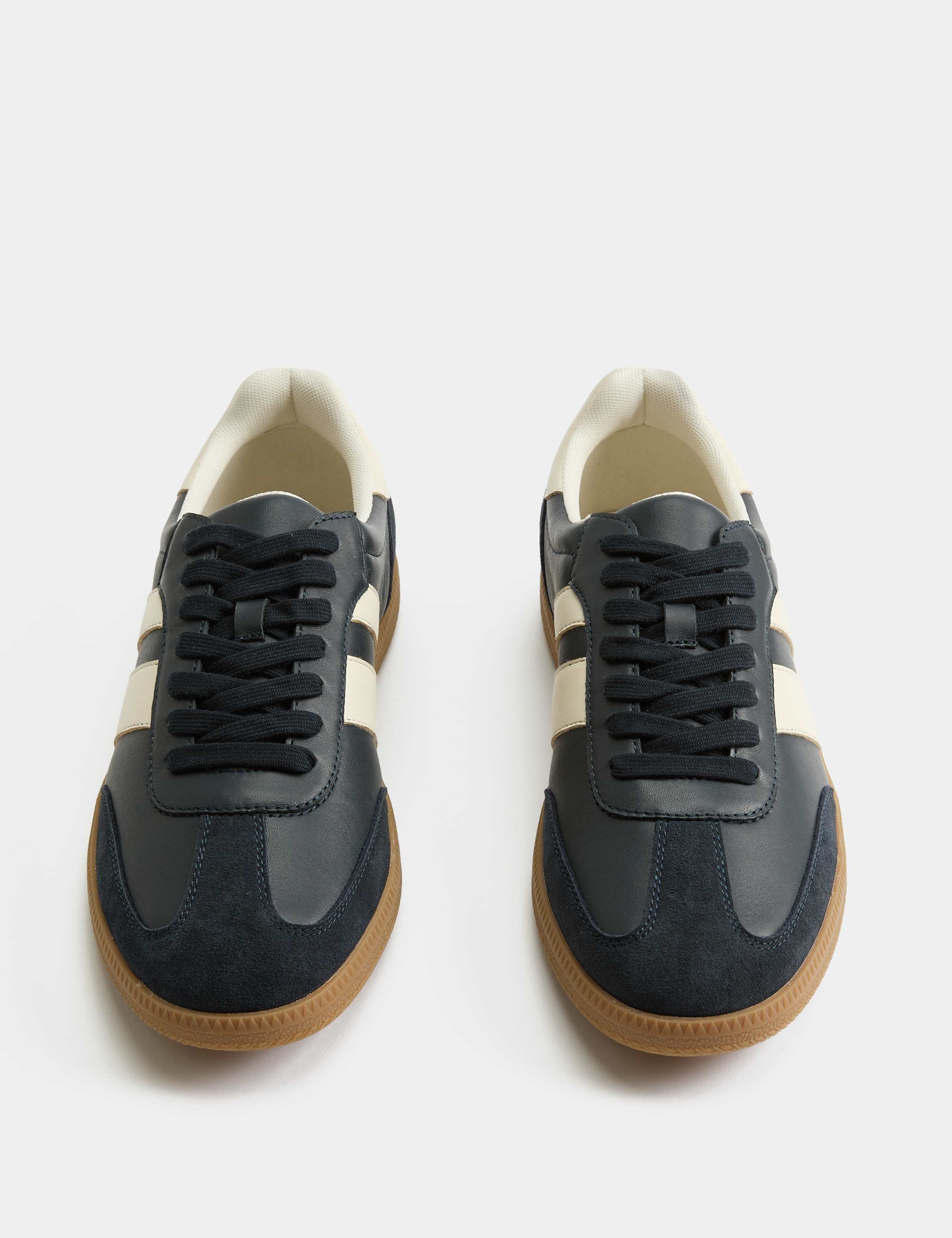 Leather Retro Gum Sole Lace Up Trainers