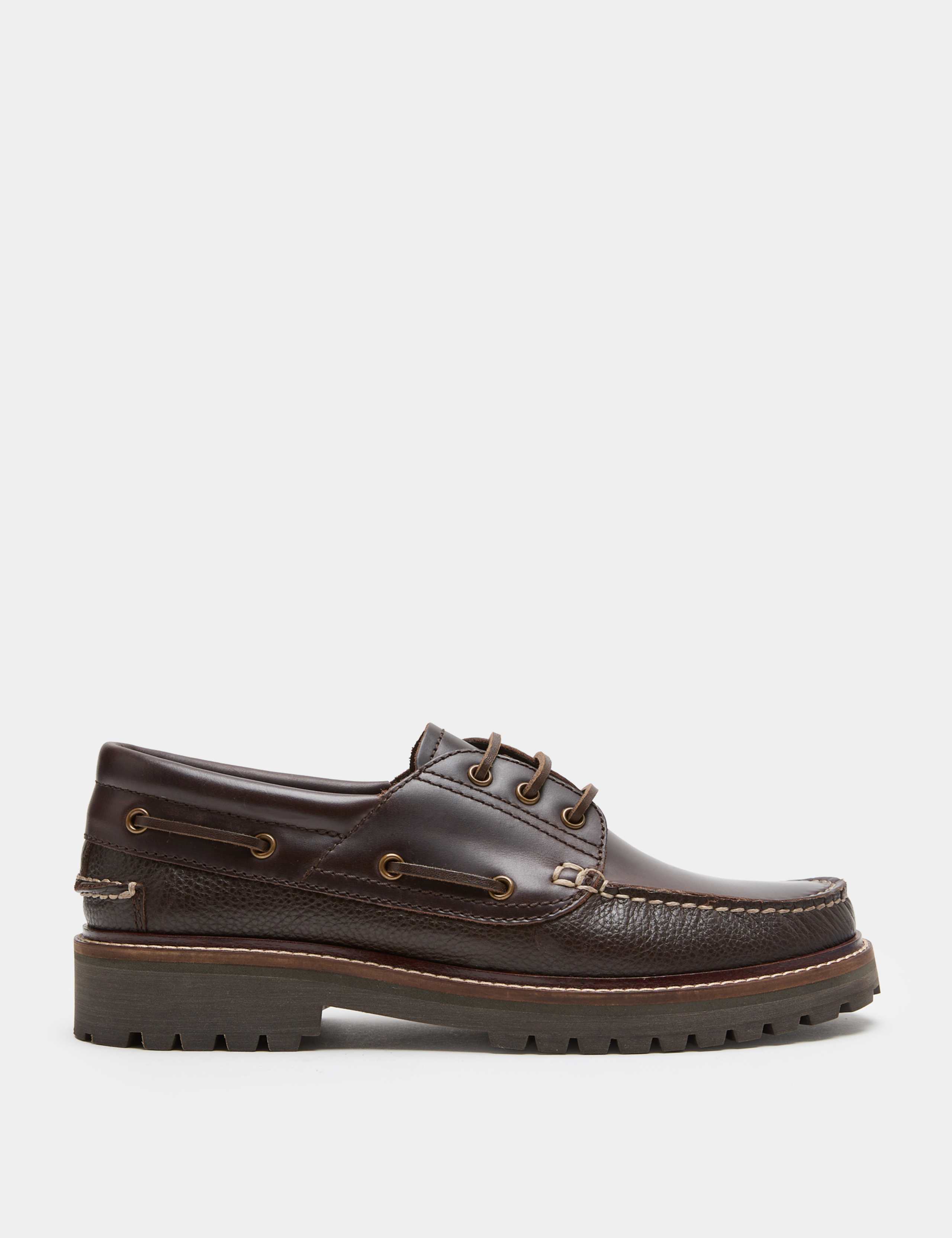 Chunky Sole Leather Deck Shoes