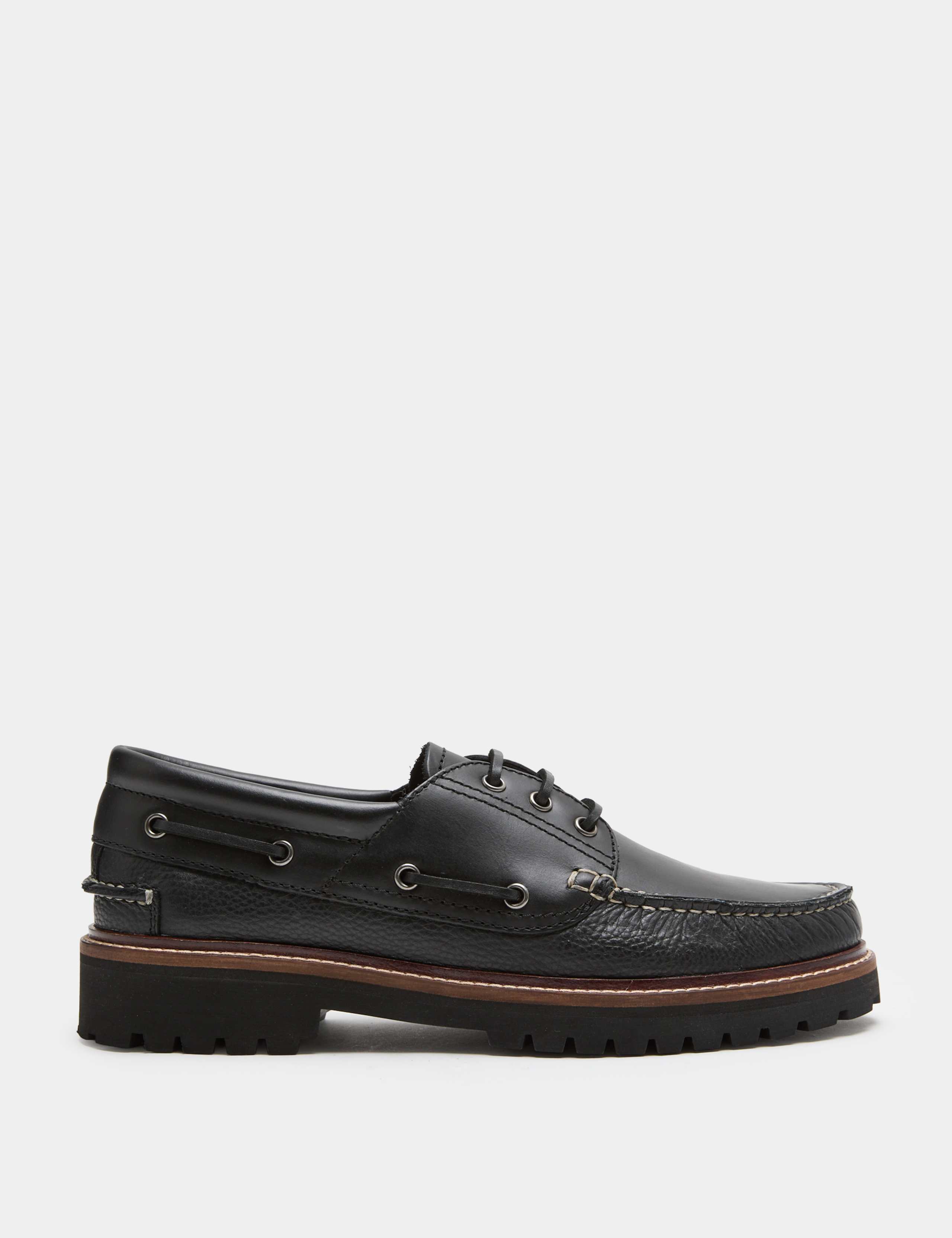 Chunky Sole Leather Deck Shoes
