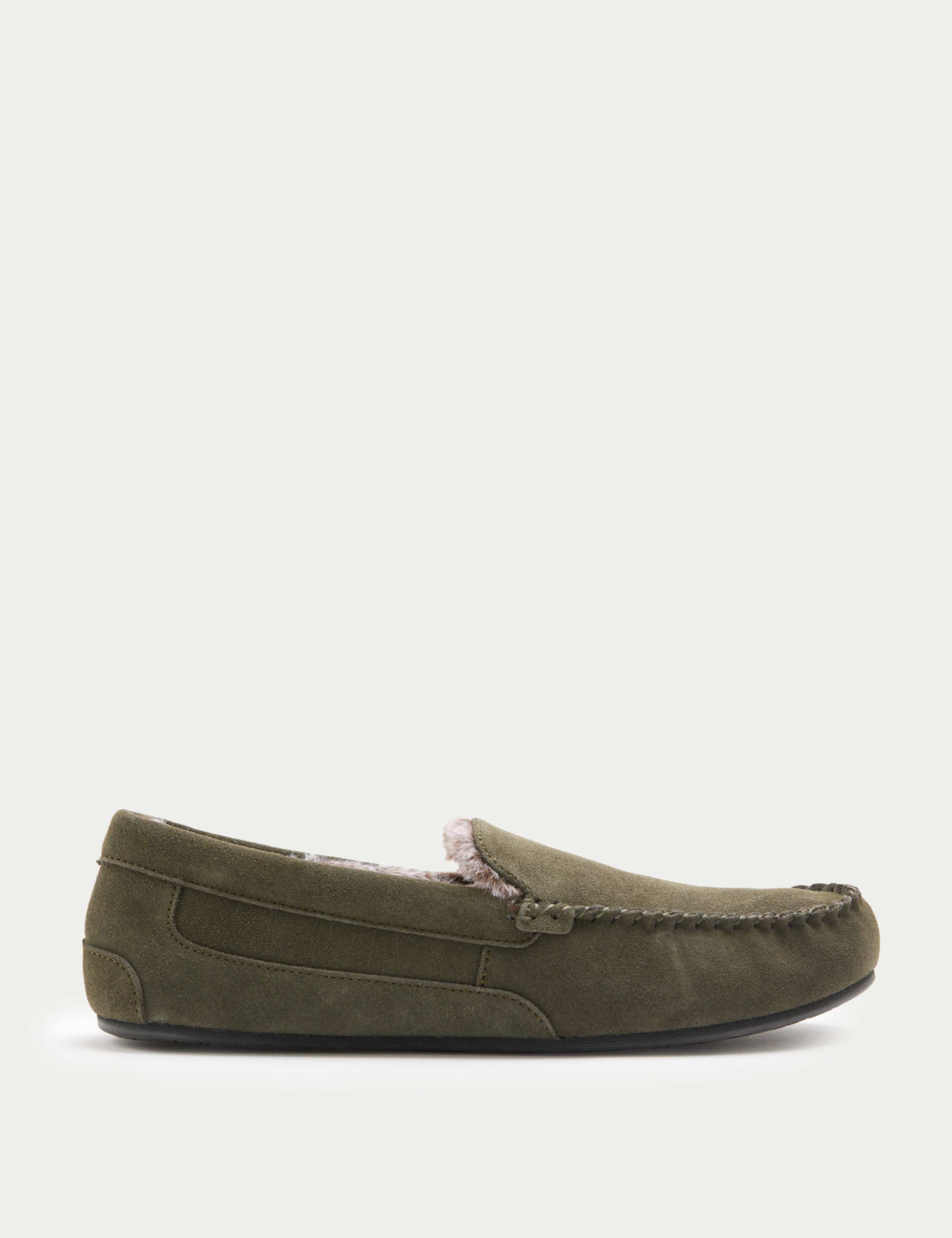 Suede Fleece Lined Moccasin Slippers