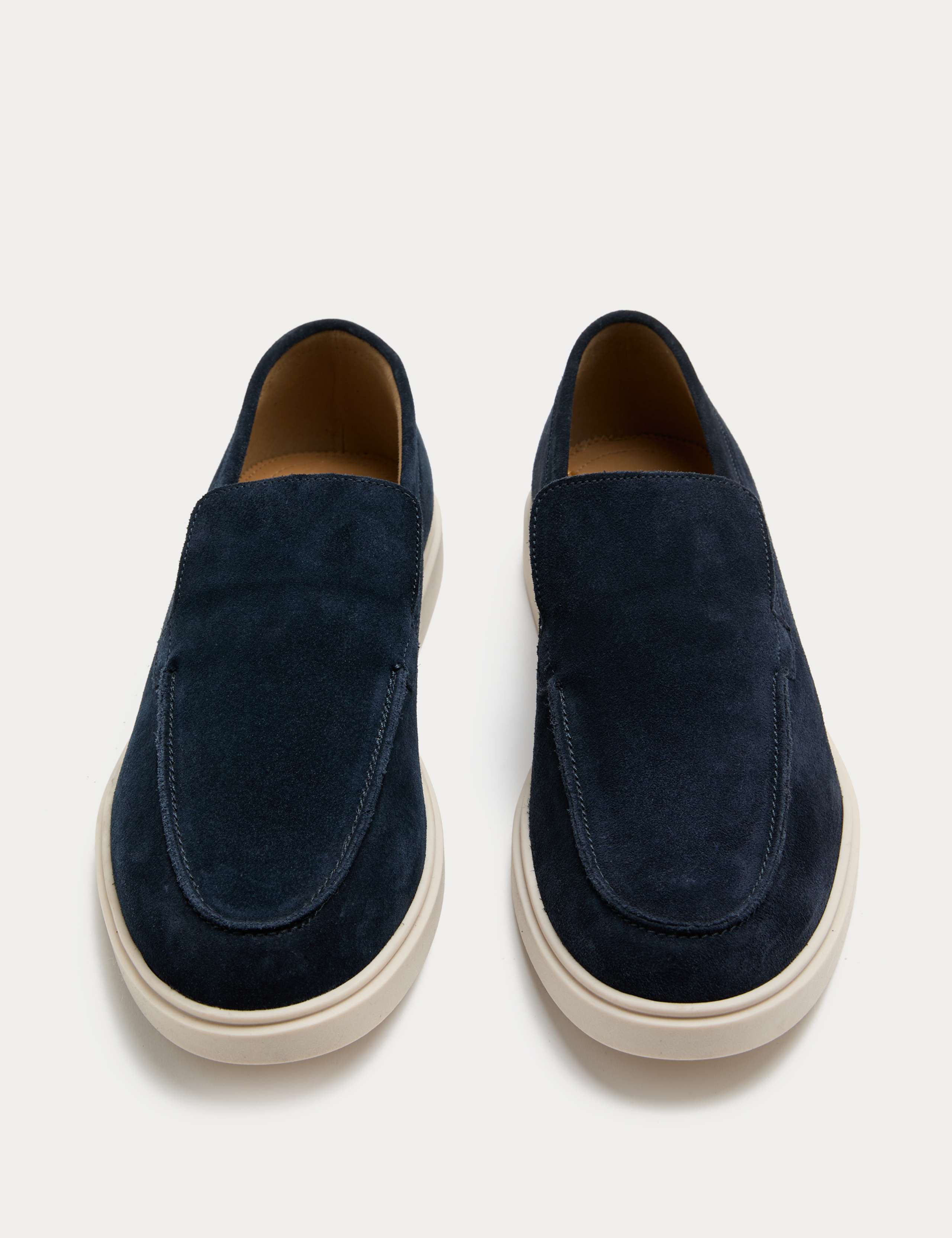 White Sole Suede Loafers