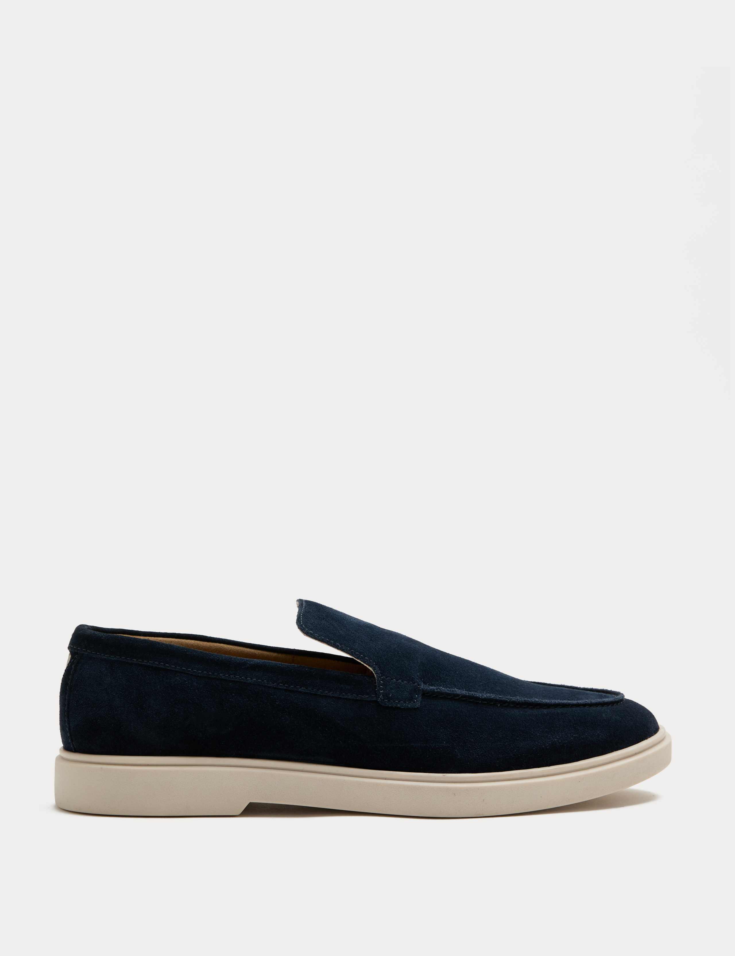 White Sole Suede Loafers